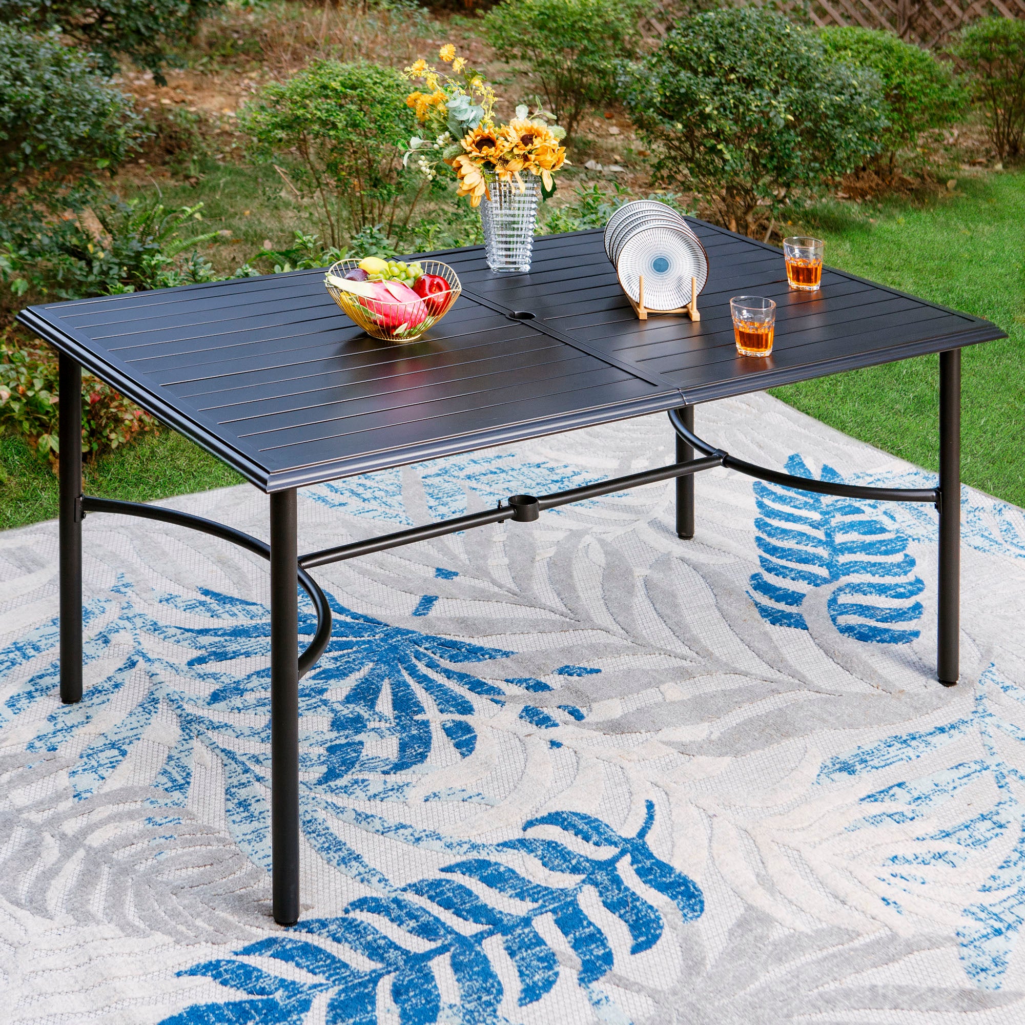 MFSTUDIO 67 x 38 Inch Steel Rectangle Table - Durable Metal Dining Table for Kitchen, Office, Conference Room & Outdoor Use