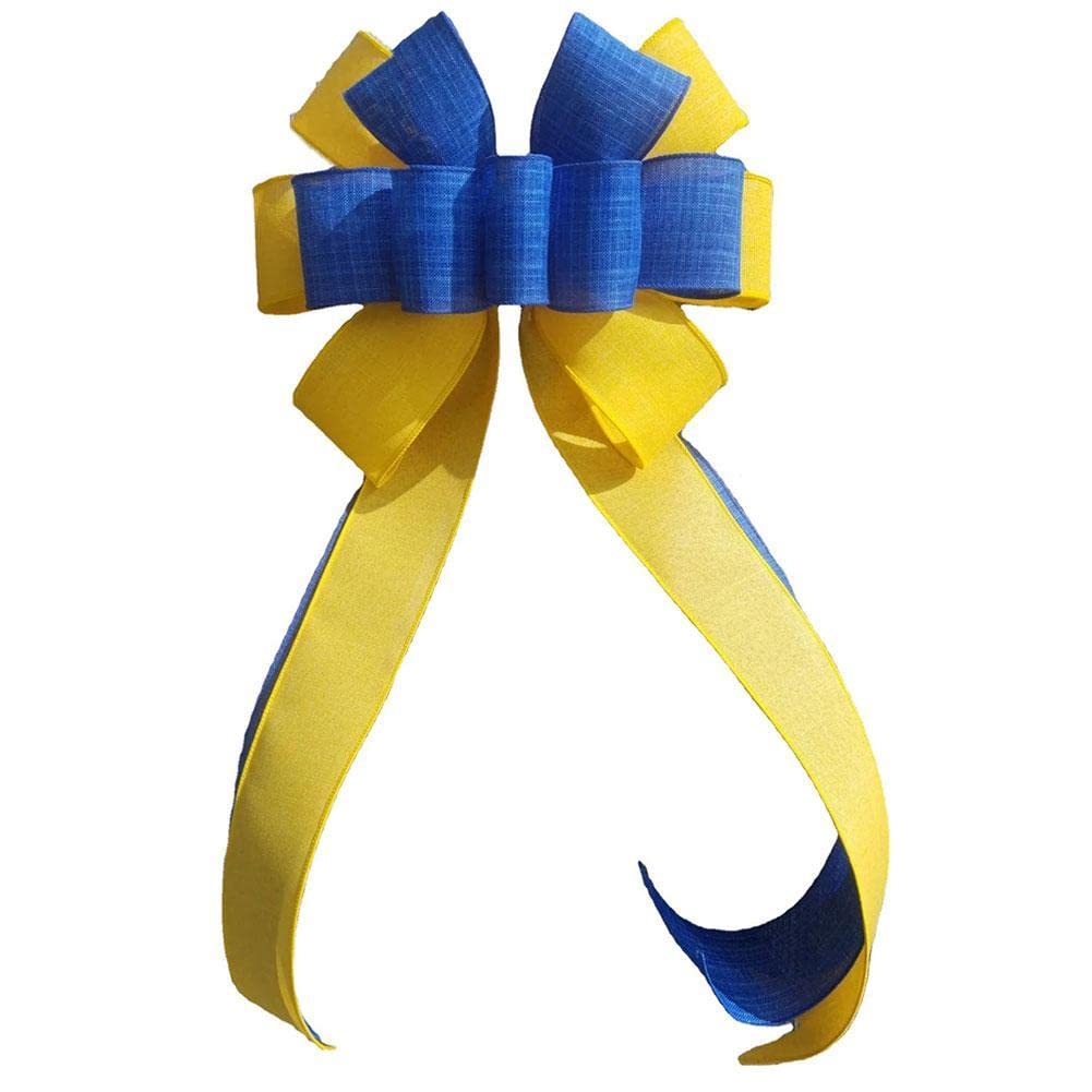 Blue & Yellow Spring Wreath for Mailbox - Ukraine Bow Decor for Door, Window & Porch