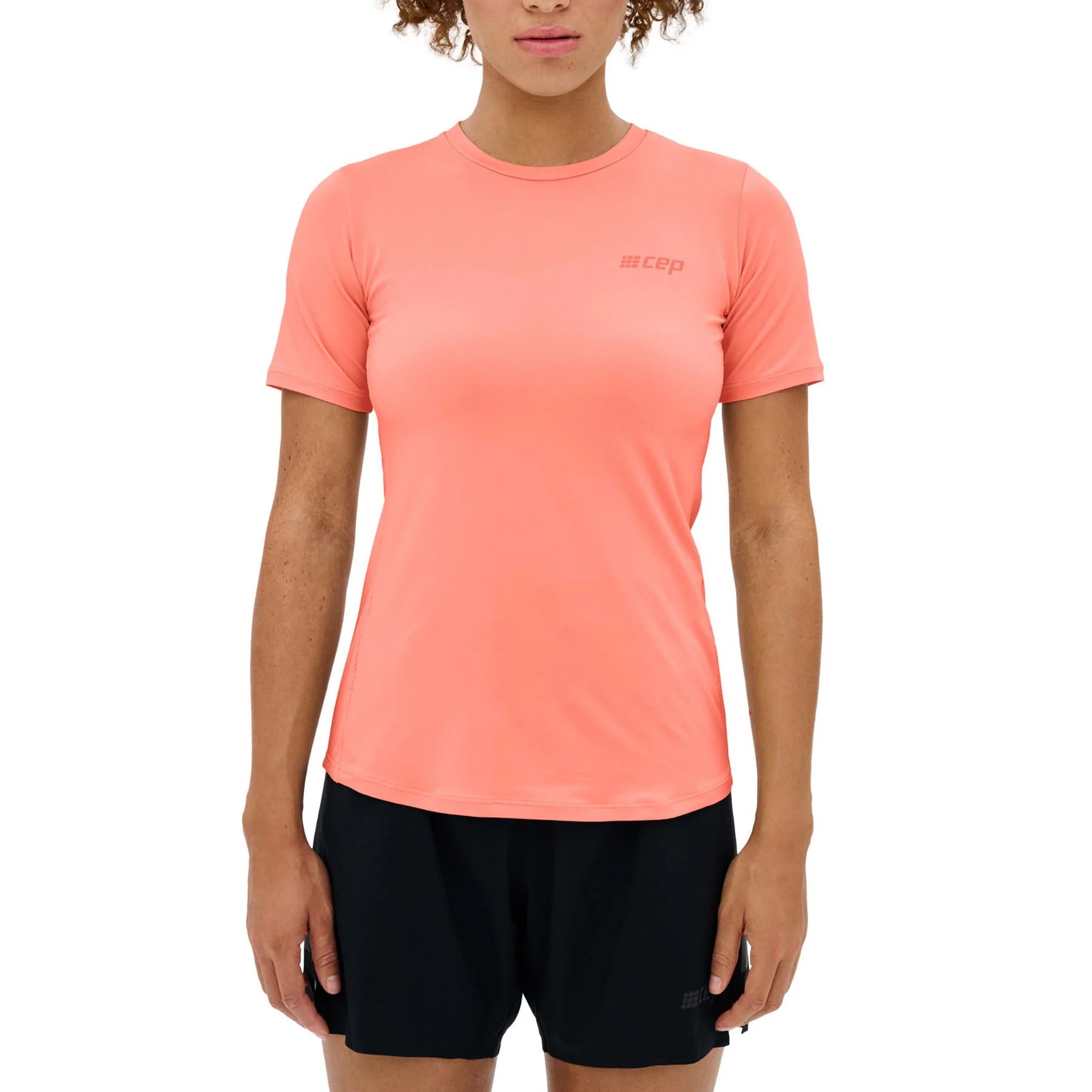 CEP Women's Running Shirt - V5 Round Neck Short Sleeve Athletic Top in Coral | Moisture-Wicking Workout Tee for Jogging, Gym & Outdoor Sports