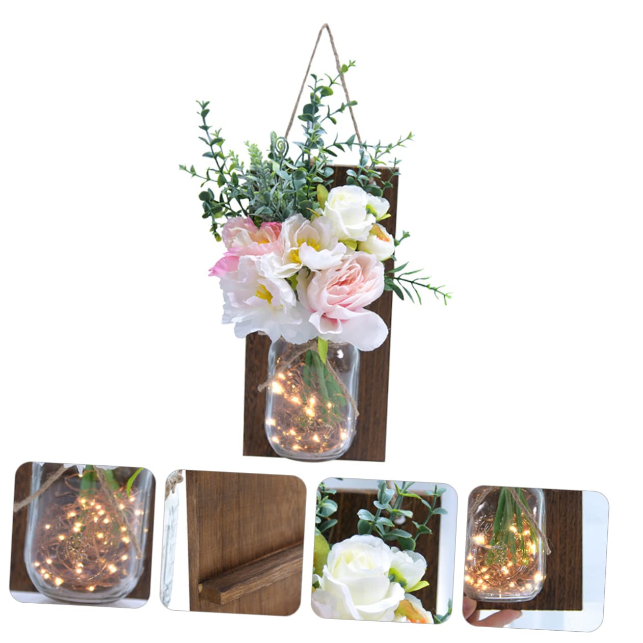 Cabilock Decorative LED Wall Lamp with Artificial Flowers - Goblincore Aesthetic Room Decor for Bedroom, Living Room, or Office Lighting