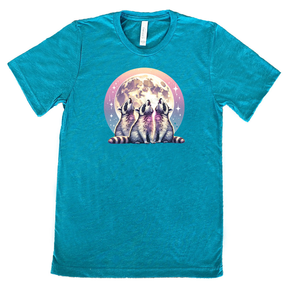 Stylish Raccoon Moon Graphic T-Shirt for Men & Women - Perfect for Casual Wear, Outdoor Adventures, and Animal Lover Gifts