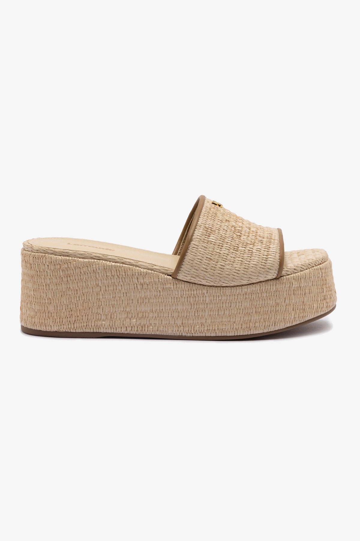 Alex Women's Flatform Mule Sandals in Natural Raffia with Hazelnut Trimming - Comfortable Summer Slides for Beach, Pool, and Casual Outings