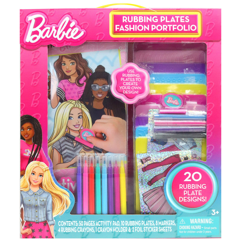 Barbie Fashion Creation Portfolio with Rubbing Plates - Design & Customize Outfits for Kids | Creative Dress-Up Play & DIY Fashion Design for Girls