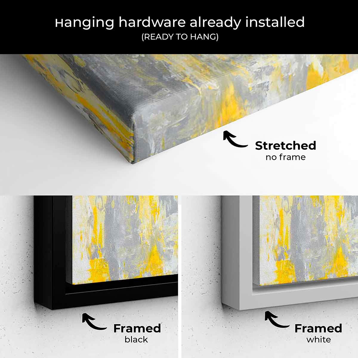 Yellow Abstract Wall Art Canvas Painting - Modern Home Decor for Living Room, Bedroom & Office | 6925