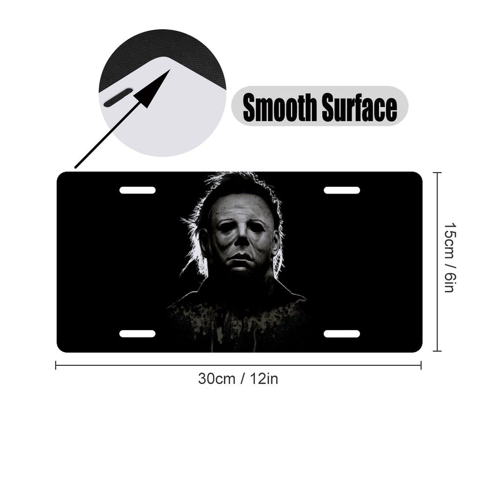 Halloween Michael Myers Car License Plate Cover - Durable 15x30cm Front Plate for Any Car, Truck or SUV - Perfect for Halloween Decorations & Horror Movie Fan Gifts