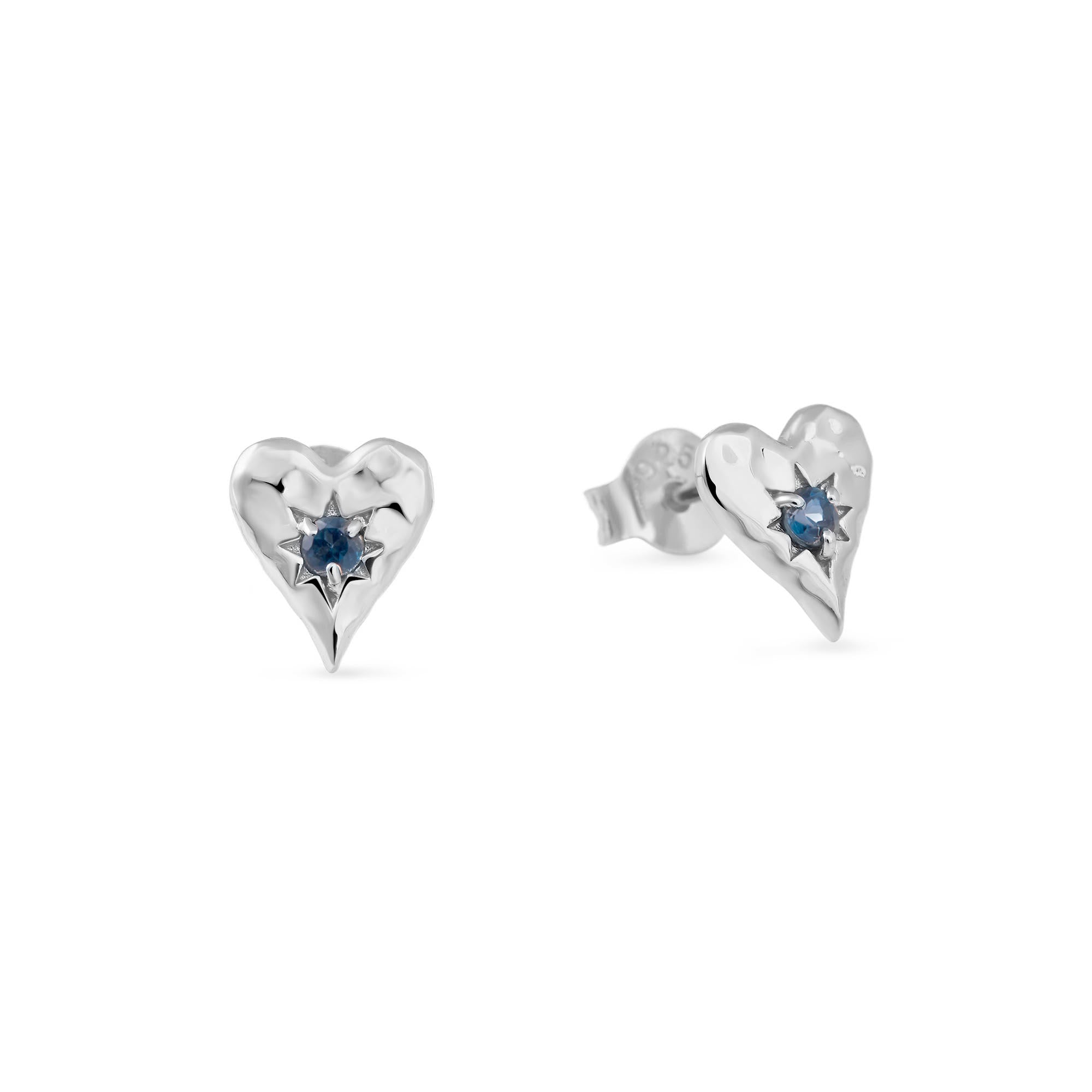 Love Heart London Blue Stud Earrings - Elegant Cubic Zirconia Studs for Women | Perfect for Valentine's Day, Anniversary & Everyday Wear