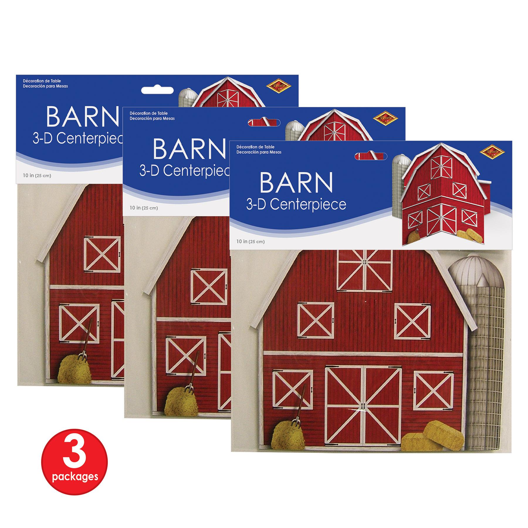 12 Pack Beistle 3D Barn Party Centerpieces - Farm Theme Table Decorations for Birthday, Wedding & Baby Showers - Perfect for Rustic Country Weddings, Farmhouse Parties & Western Events