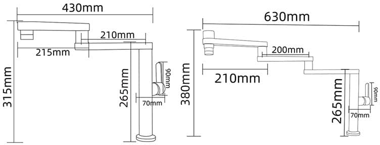 Solid Brass Deck Mounted Folding Faucet - Hot & Cold Water Mixing Double Handle Rotary Kitchen Sink Faucet - Oil Rubbed Bronze Finish - Universal Foldable Design for Small Spaces & RV Use