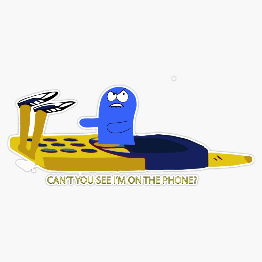 Bloo On The Phone Sticker Decal - 5 Inch Vinyl Bumper Sticker for Cars, Laptops & Water Bottles - Fun Decorative Sticker for Phone Lovers