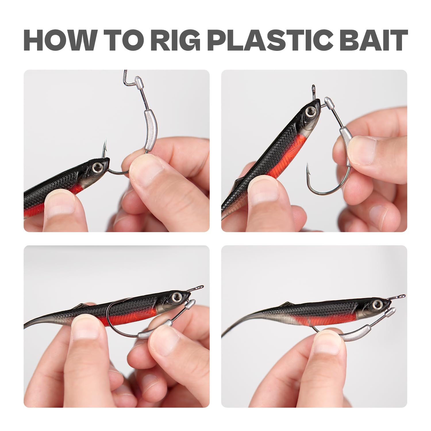 Weedless EWG Worm Fishing Hooks 2/0-5/0 | Weighted Swimbait Hooks with Molded Bait Keeper | 1/16-1/4oz (15 PCs) | Perfect for Bass, Trout & Freshwater Fishing