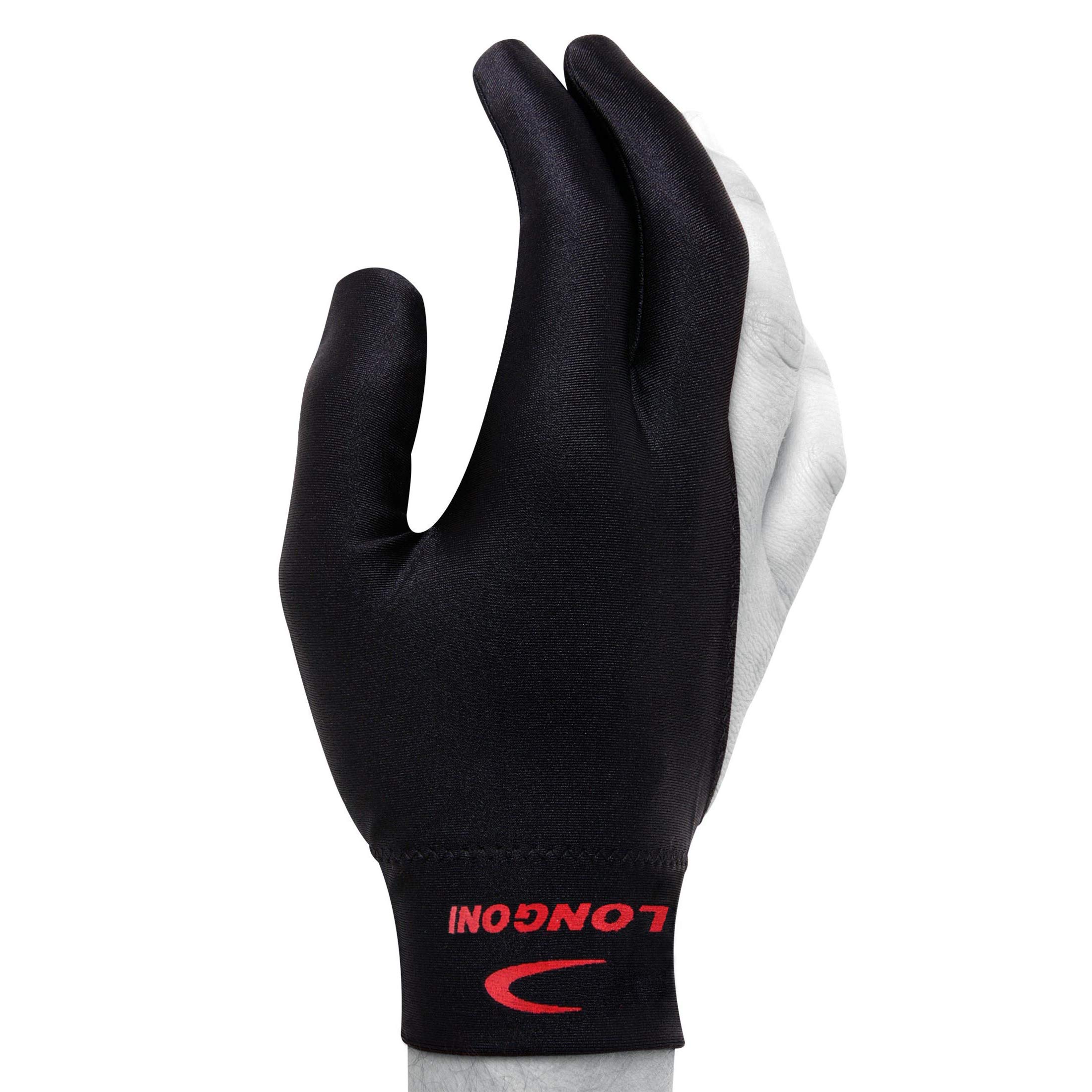 Longoni Billiard Pool Cue Glove - Black - One Size Fits All - Perfect for Snooker, 8-Ball & 9-Ball Games - Improves Grip & Control