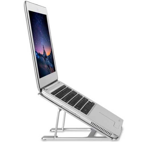 Adjustable Aluminum Laptop Stand for 17-inch Notebooks & Tablets - Ergonomic Portable Desk Holder for Home, Office, and Travel Use