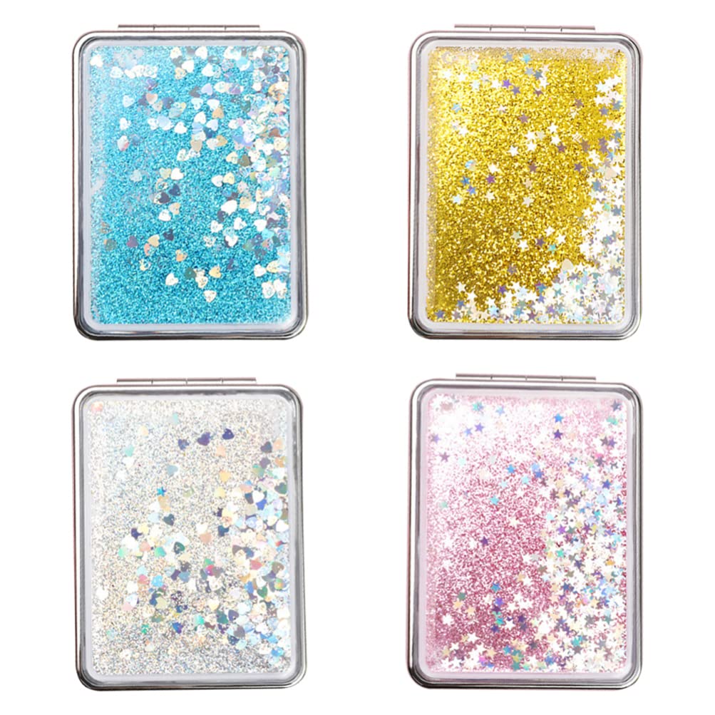 FRCOLOR 4Pcs Vintage Compact Makeup Mirror Set - Double-Sided Travel Mirror, Foldable Pocket Mirror for Women's Handbag, Purse & Travel Essentials | Perfect for Touch-Ups, Makeup Application & On-The-Go Beauty