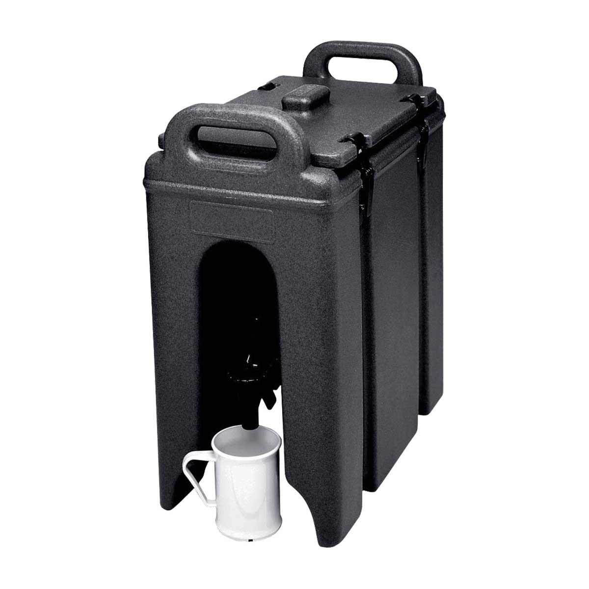 Cambro 250LCD110 Camtainer Beverage Dispenser 2.5 Gallon - Black Insulated Drink Container for Parties, Catering & Commercial Use - BPA-Free Liquid Dispenser with Spigot