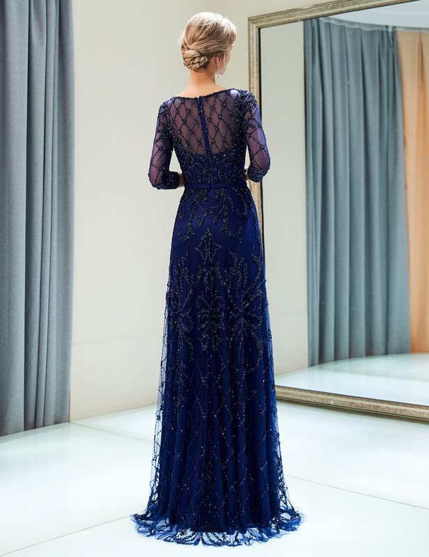 Elegant Sarahrbidal Women's Long Sleeve Prom Dress 2022 - Beaded Sequin Tulle Formal Evening Gown | Perfect for Homecoming, Wedding Guest & Black Tie Events