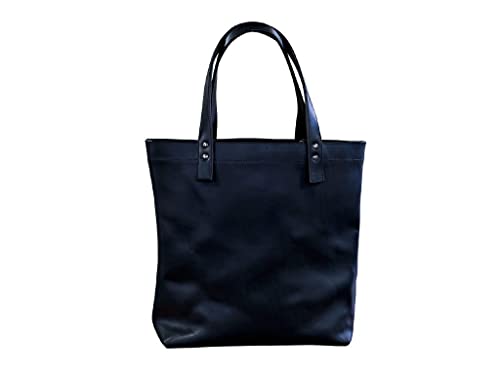 Premium Black Leather Tote Bag for Women - Stylish Shopper & School Bag - Durable Handbag for Work, Travel & Everyday Use