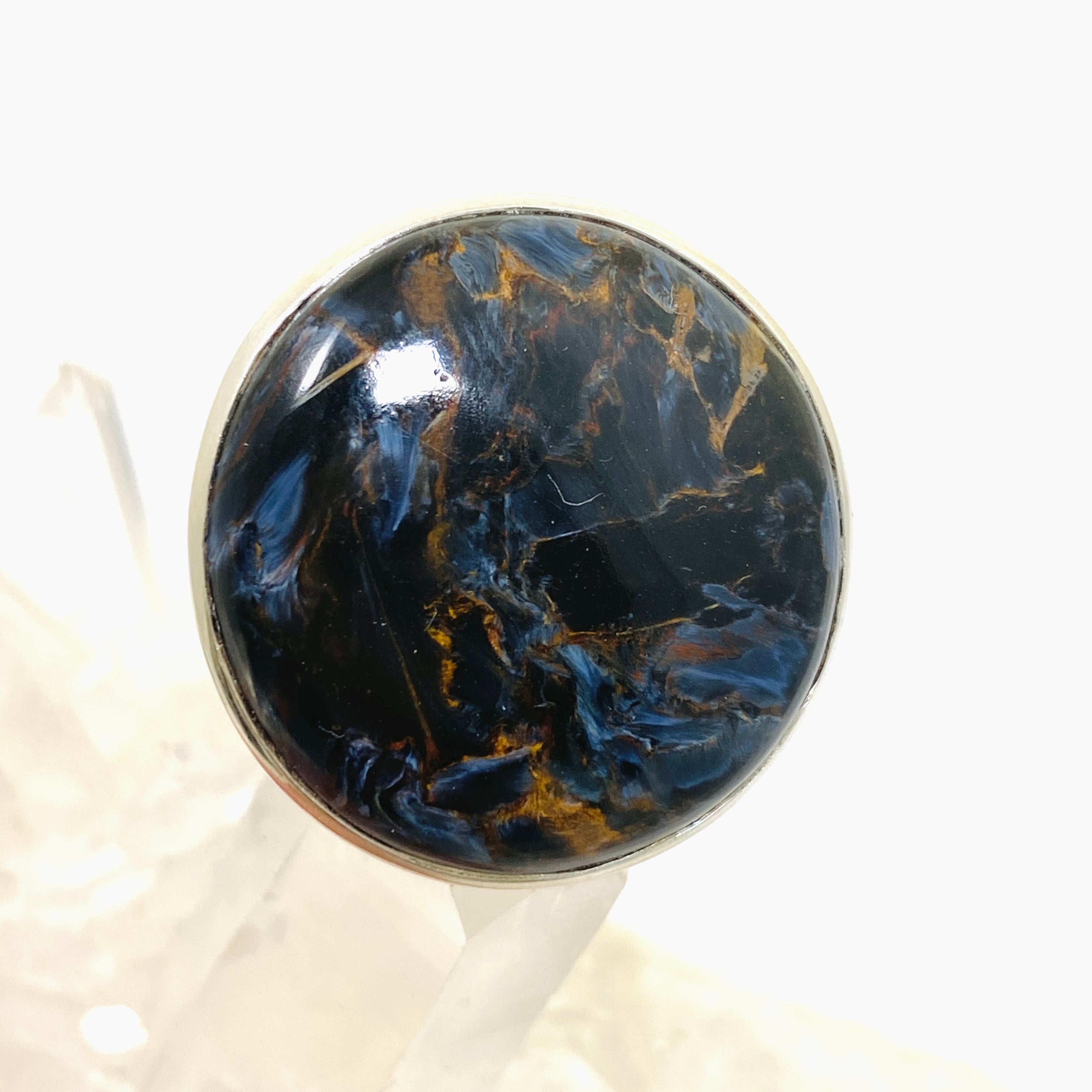 Pietersite Round Cabochon Ring - Size 10.5 - PRGJ897 - Elegant Gemstone Jewelry for Women, Perfect for Weddings, Parties & Special Occasions