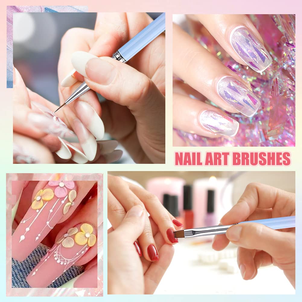 15-Piece Professional Nail Art Brush Set for Gel Polish - Nail Art Design Brushes, Liner Brush & Nail Pen Kit - Perfect for Salon, Home DIY Manicure & Nail Art Enthusiasts