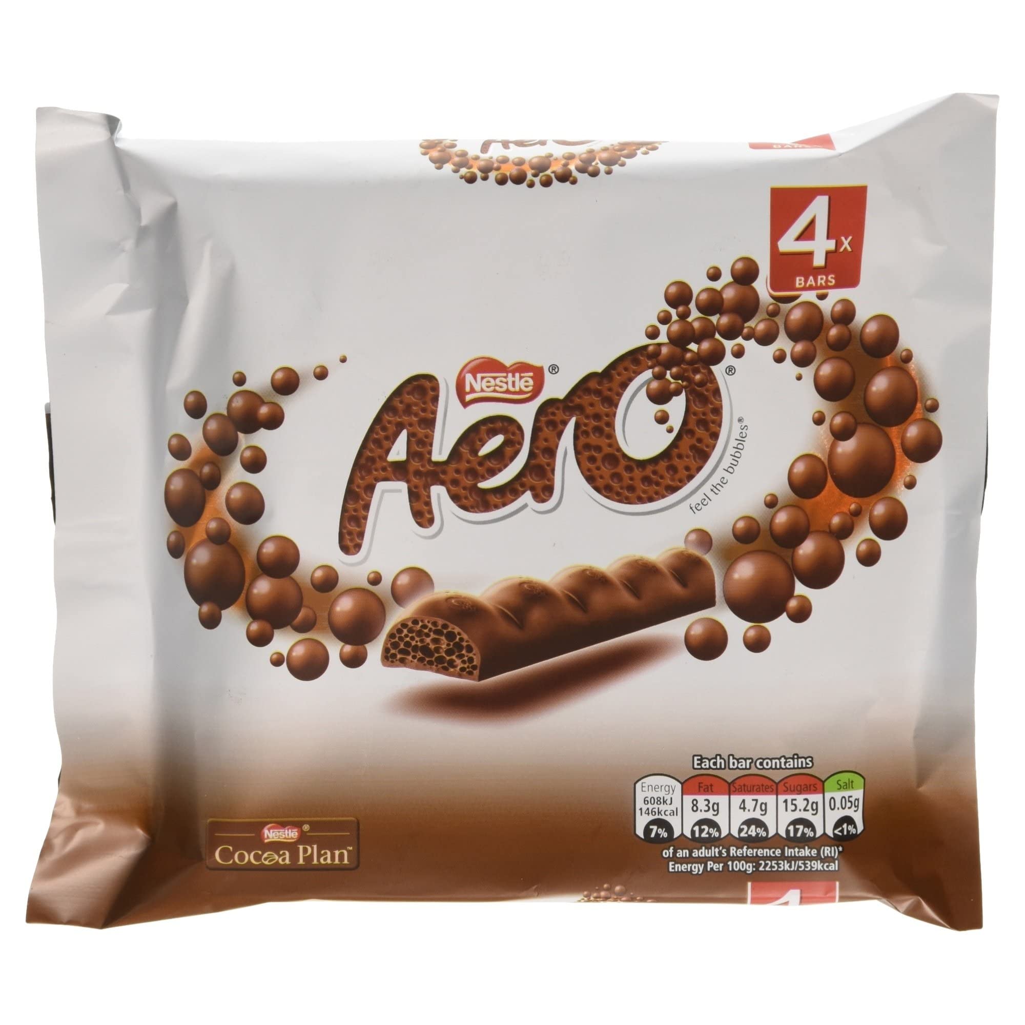 Original Aero Milk Chocolate Bubbly Bar 4 Pack - Imported British Chocolate from UK England - Perfect for Gifts, Snacking & Desserts
