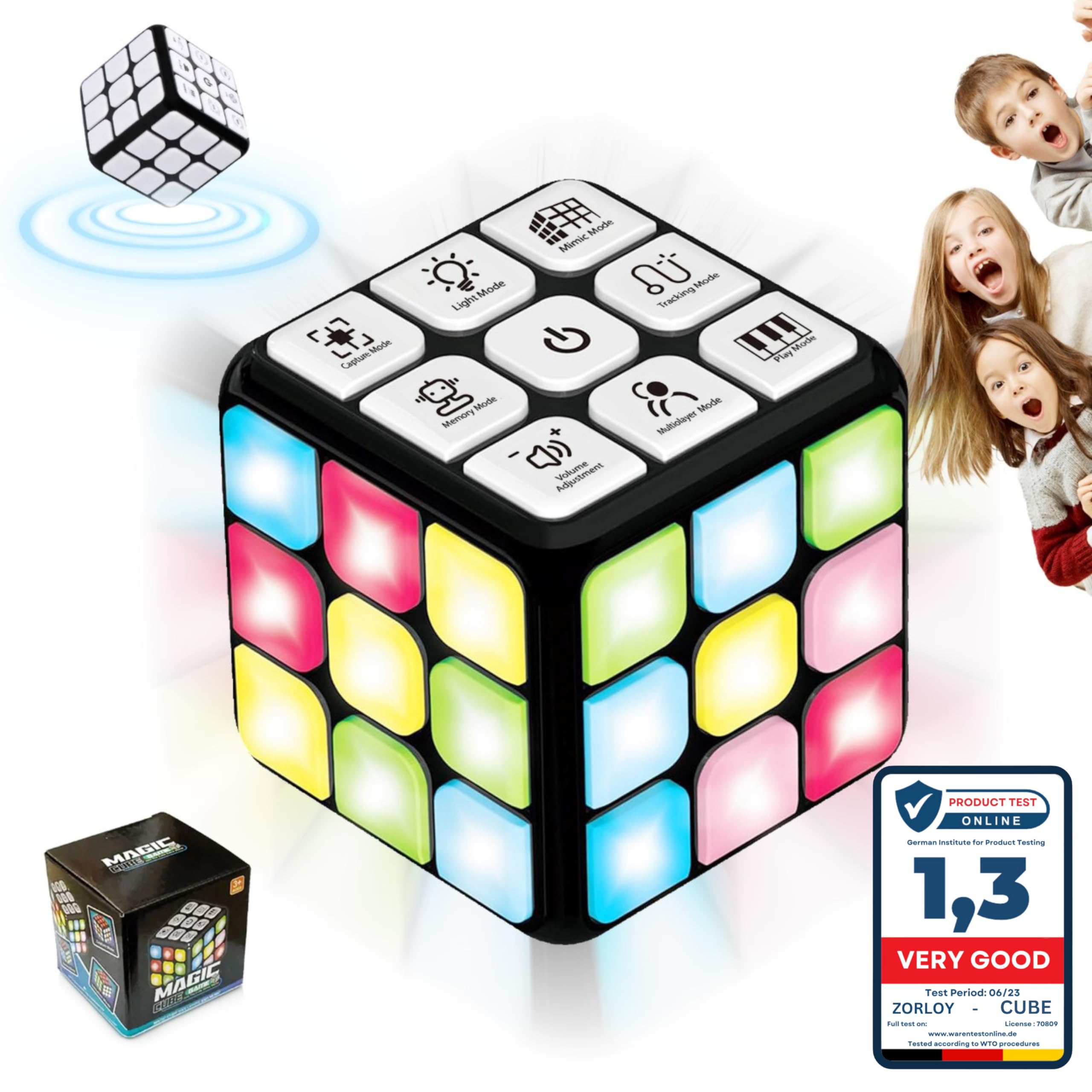 Flashing Cube Handheld Game - 7 Fun Brain & Memory Games for Kids Ages 6-12 | Cool Sensory Toy for Boys & Girls | Perfect Christmas & Birthday Gift | Great for Travel, Classroom & Family Game Night