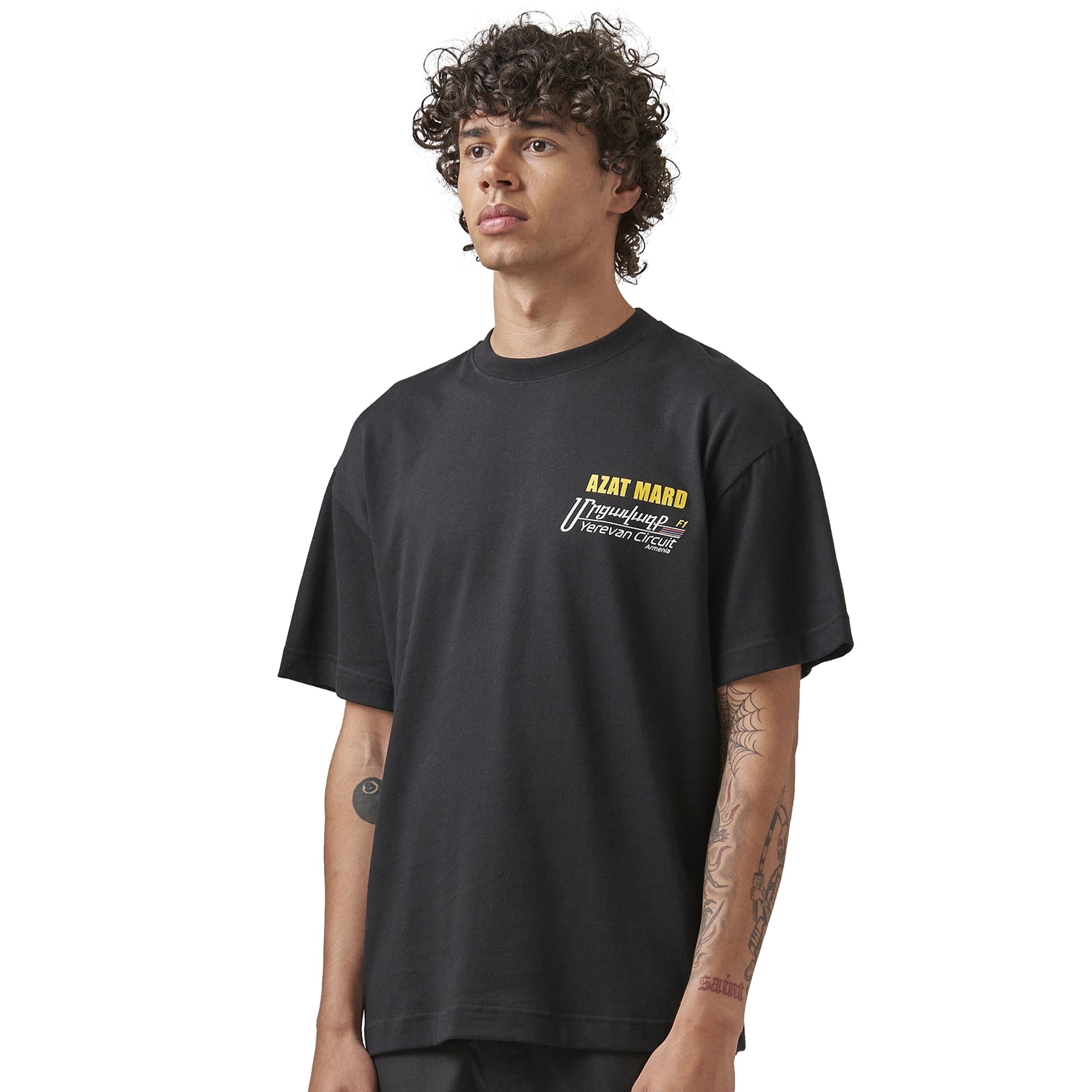 Azat Mard Yerevan Racing T-Shirt - Black Men's Athletic Tee for Running, Gym & Streetwear Fashion