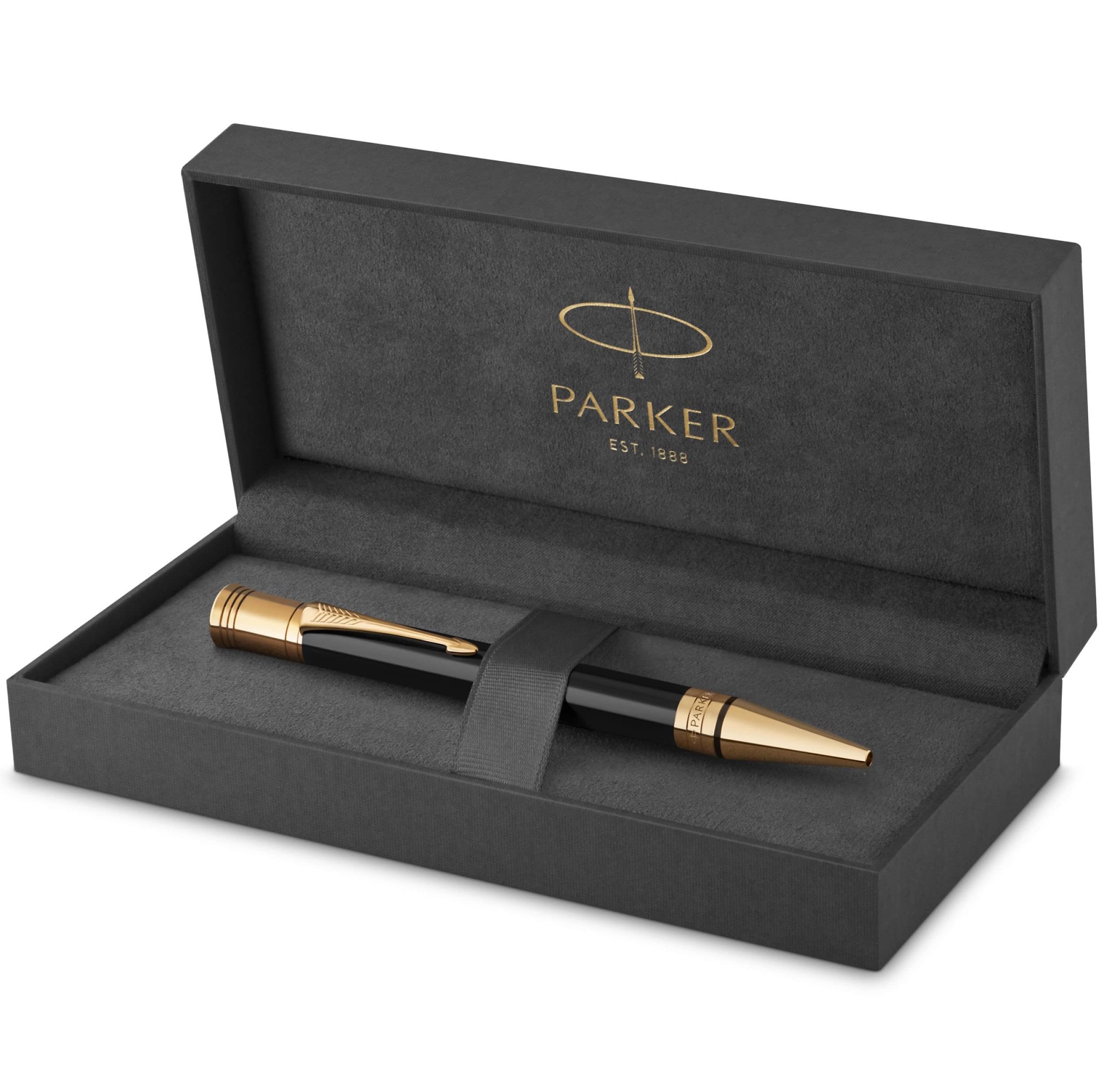 PARKER Duofold Ballpoint Pen - Classic Black & Gold Trim Medium Point Pen with Black Ink Refill | Premium Writing Instrument for Business, Gifts & Everyday Use