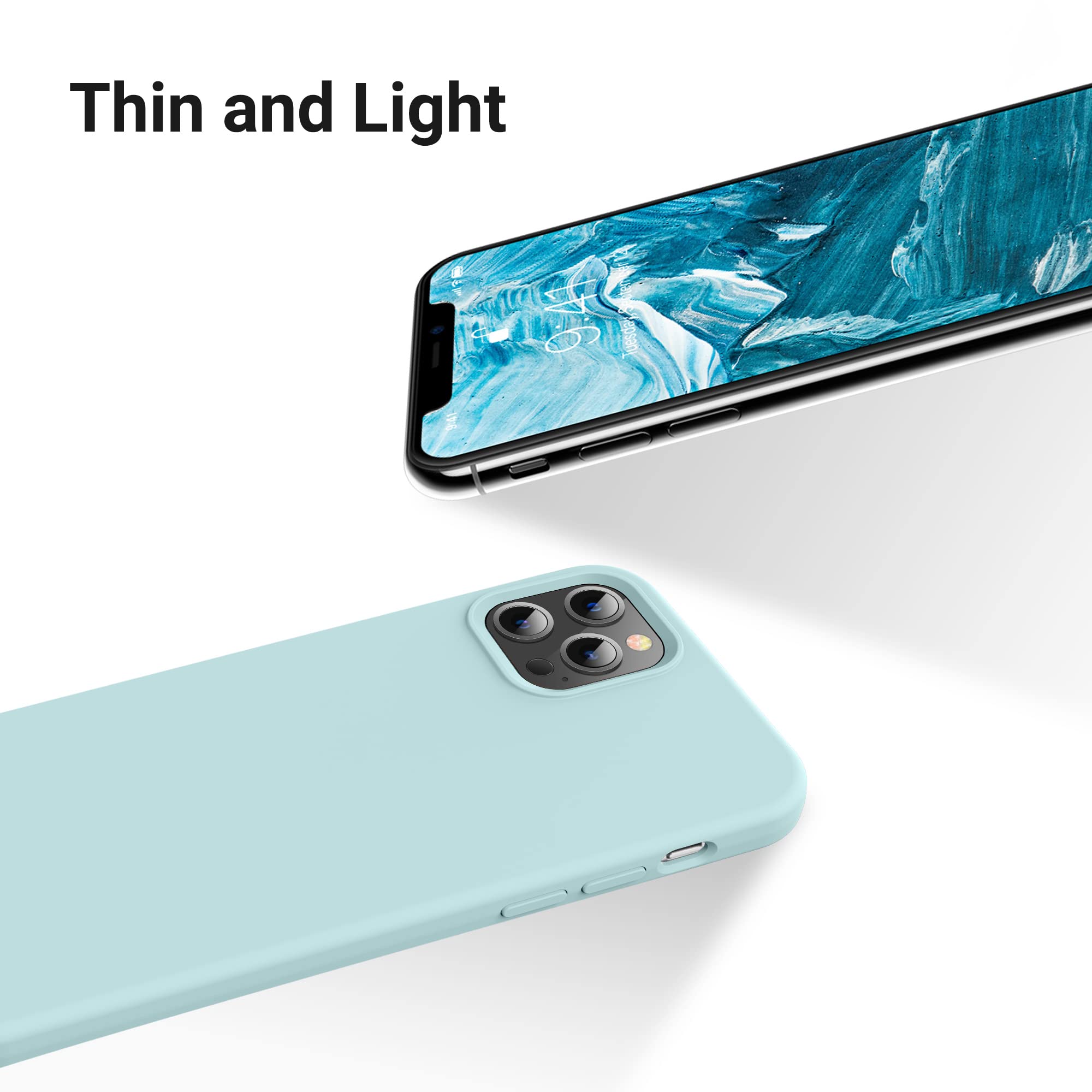 OTOFLY Premium Soft Liquid Silicone Case for iPhone 12 Pro Max (6.7 inch 2020) - Full Body Protection, Silky Smooth Touch, Shockproof Bumper Cover (Mint Cream) - Perfect for Daily Use, Work & Travel