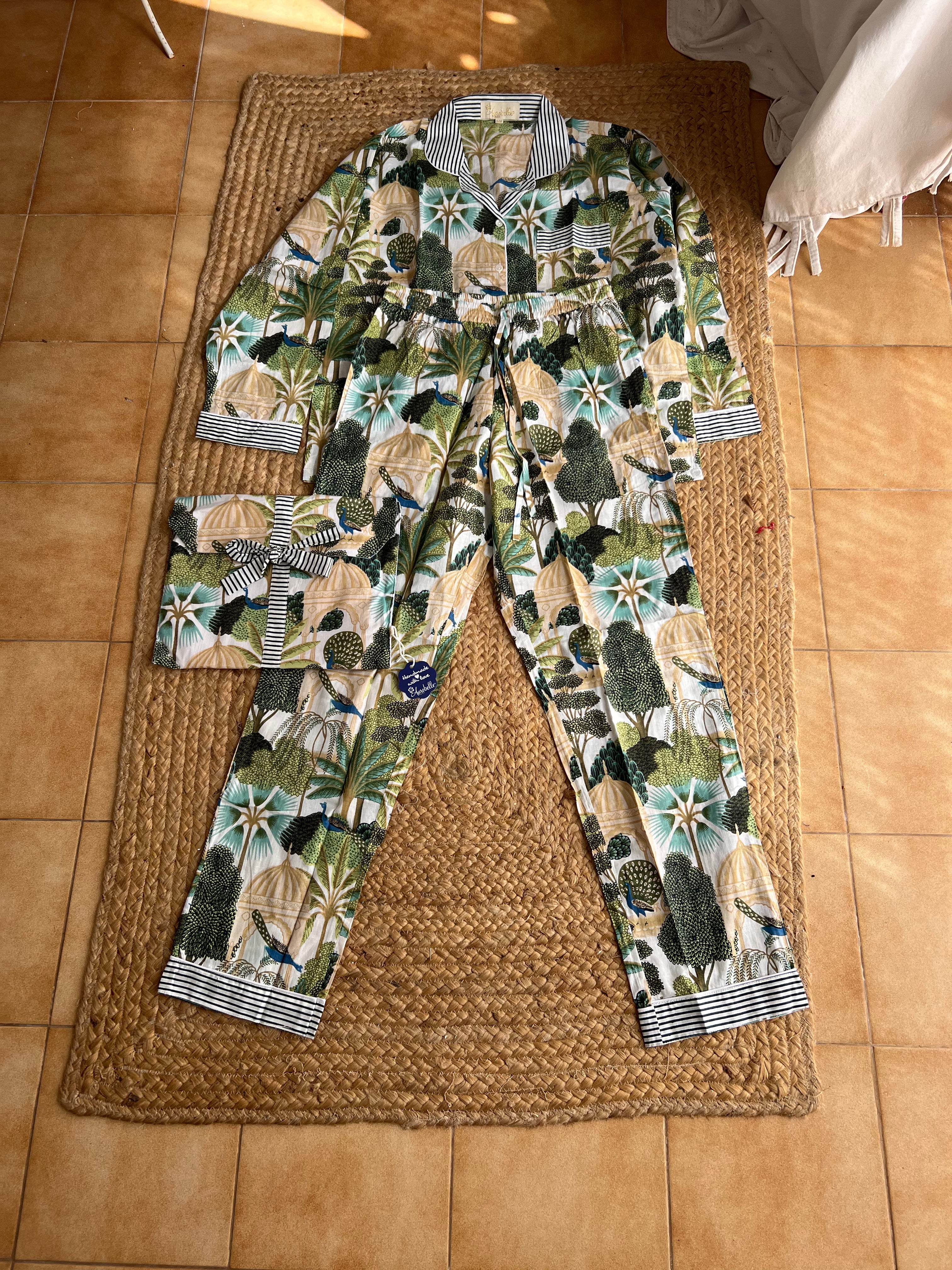 Cozy Green Mughal Palace Pajama Set - Soft Lounge Wear for Women & Men - Perfect for Sleepwear, Relaxing at Home & Spa Days