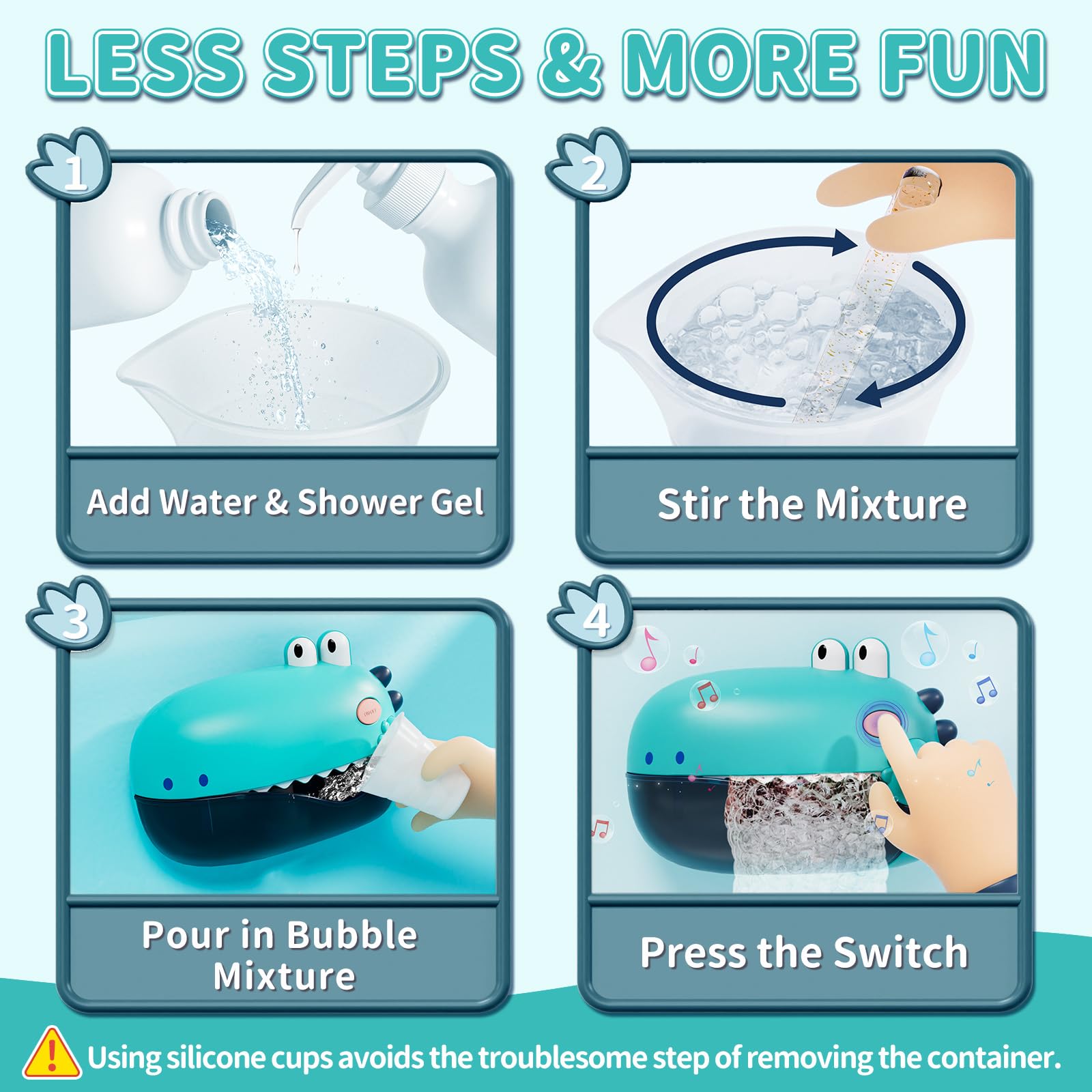 Lehoo Castle Baby Bath Toys with Bubble Machine & Melody - Fun Dinosaur Bath Toys for Toddlers Ages 2-3 - Perfect Bathtime Entertainment for Boys & Girls - Great for Sensory Play & Early Learning Development