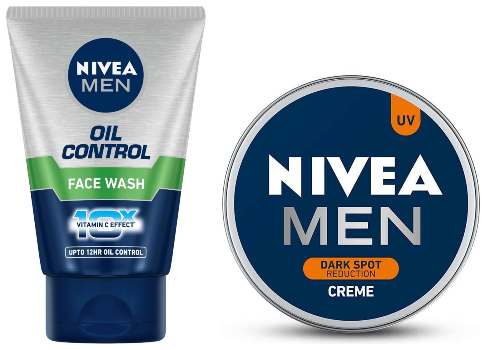 Nivea Men Dark Spot Reduction Cream 75ml & Oil Control Face Wash with 10x Vitamin C 100g - Brightening Skincare Set for Men with Anti-Aging Benefits | Perfect for Daily Face Care Routine & Dark Spot Treatment