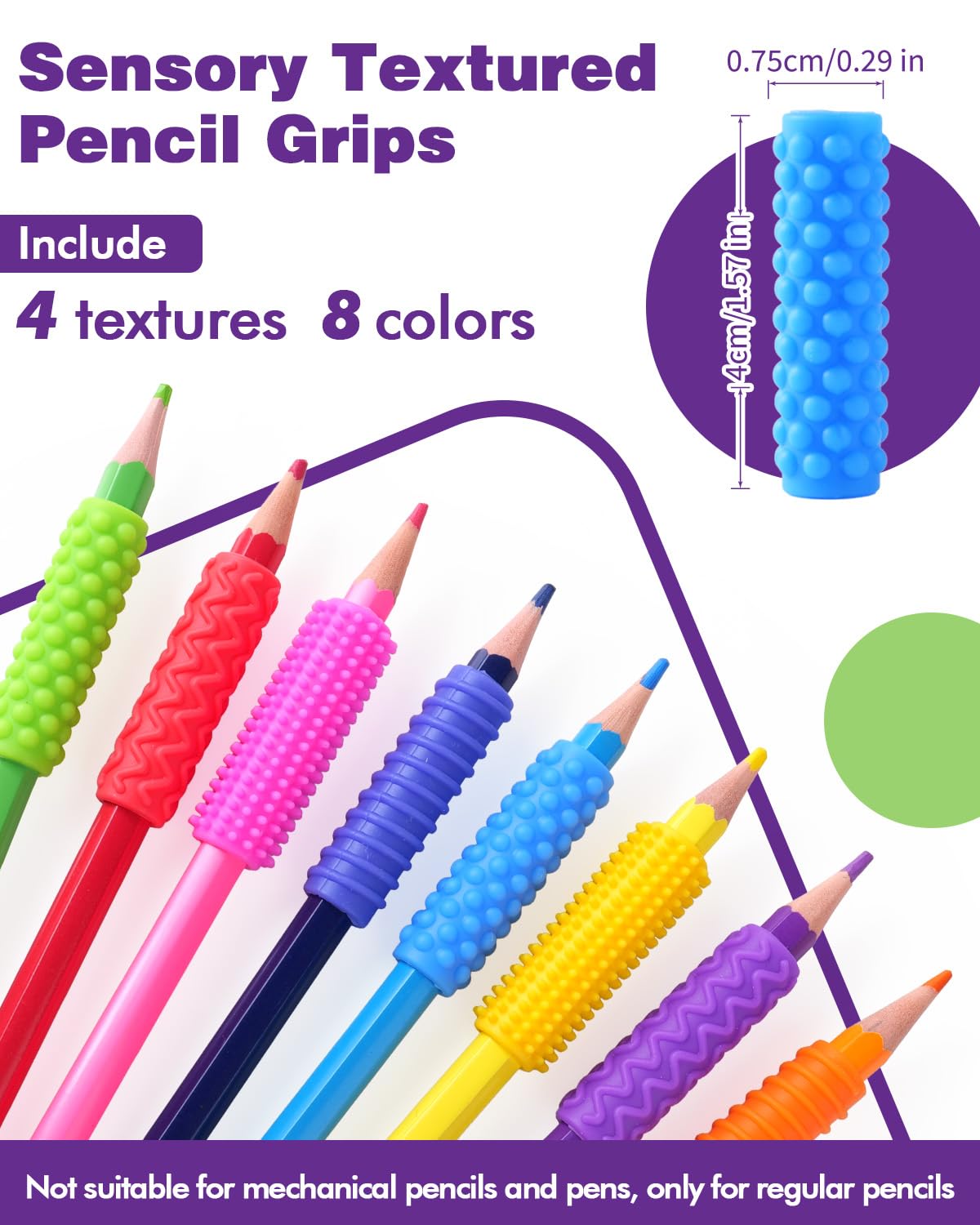 LESONG 24 Pack Sensory Fidget Toys for Kids & Adults - Textured Silicone Pencil Grips for Autism, ADHD, Anxiety Relief - Quiet Classroom Stress Relief Tools for Focus and Calming - Perfect for School, Office, and Home Use