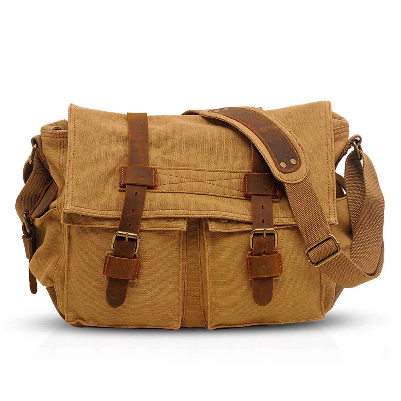 Vintage Leather Messenger Bag for Men & Women - Classic Satchel Shoulder Bag, Casual Travel Laptop Bag, Perfect for Work, School & Daily Commute