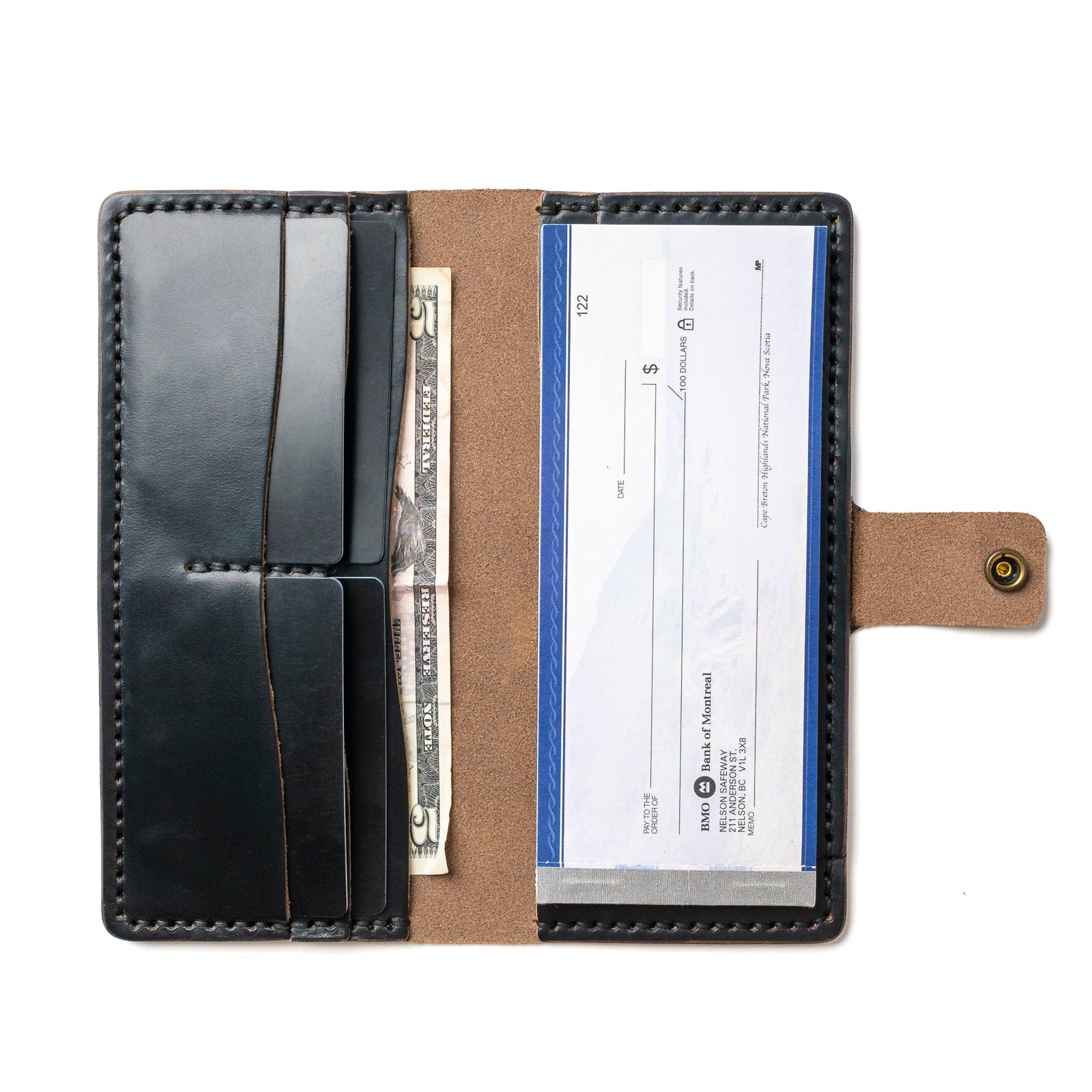Genuine Leather Checkbook Wallet for Men & Women - Slim RFID Blocking Bifold Wallet with Checkbook Holder - Perfect for Business, Travel, and Everyday Use