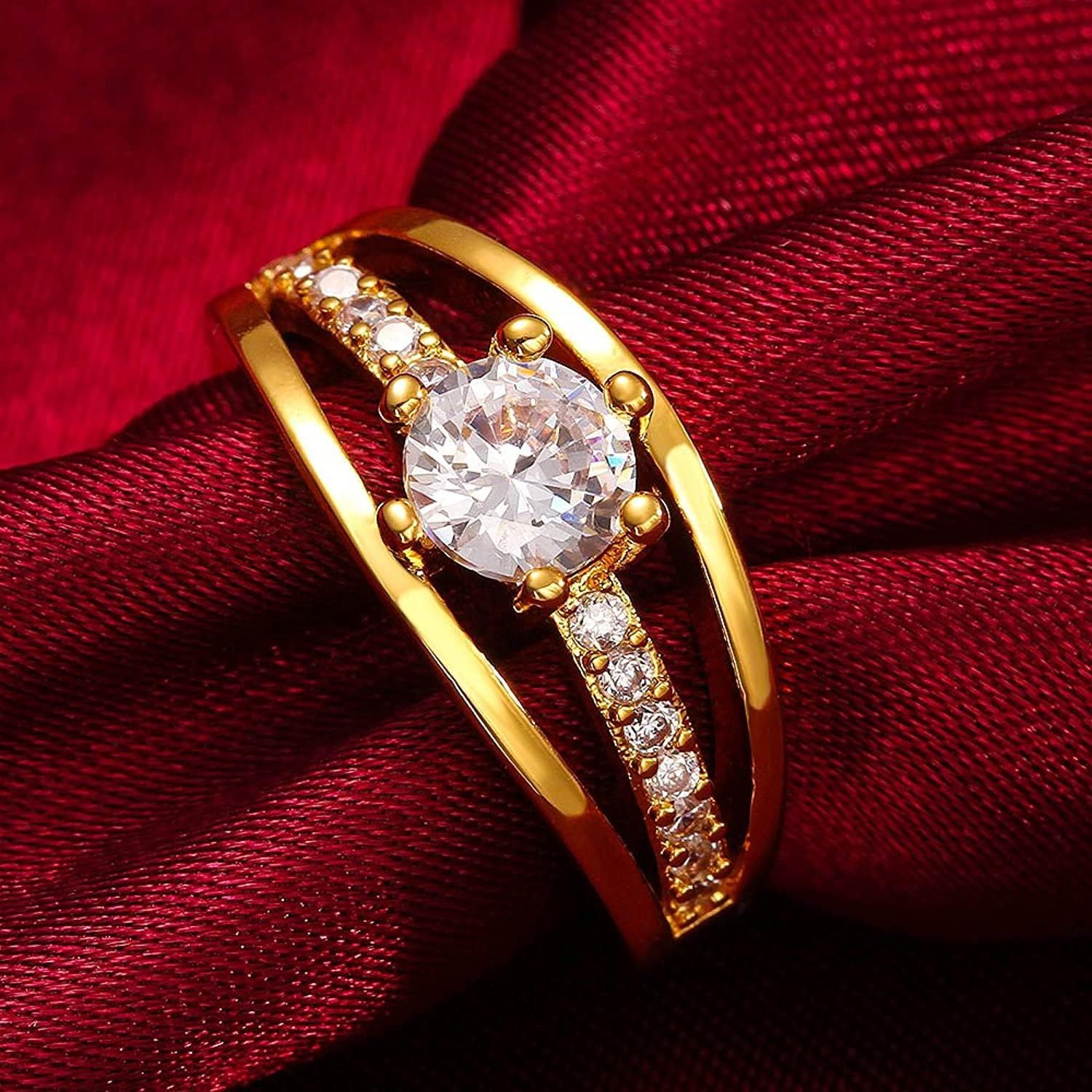 Yellow Chimes Rings for Women & Girls | Gold & White Crystal Adjustable Ring | 18K Gold Plated Fashion Jewelry | Perfect Birthday, Anniversary Gift for Her | Ideal for Parties, Weddings & Everyday Wear