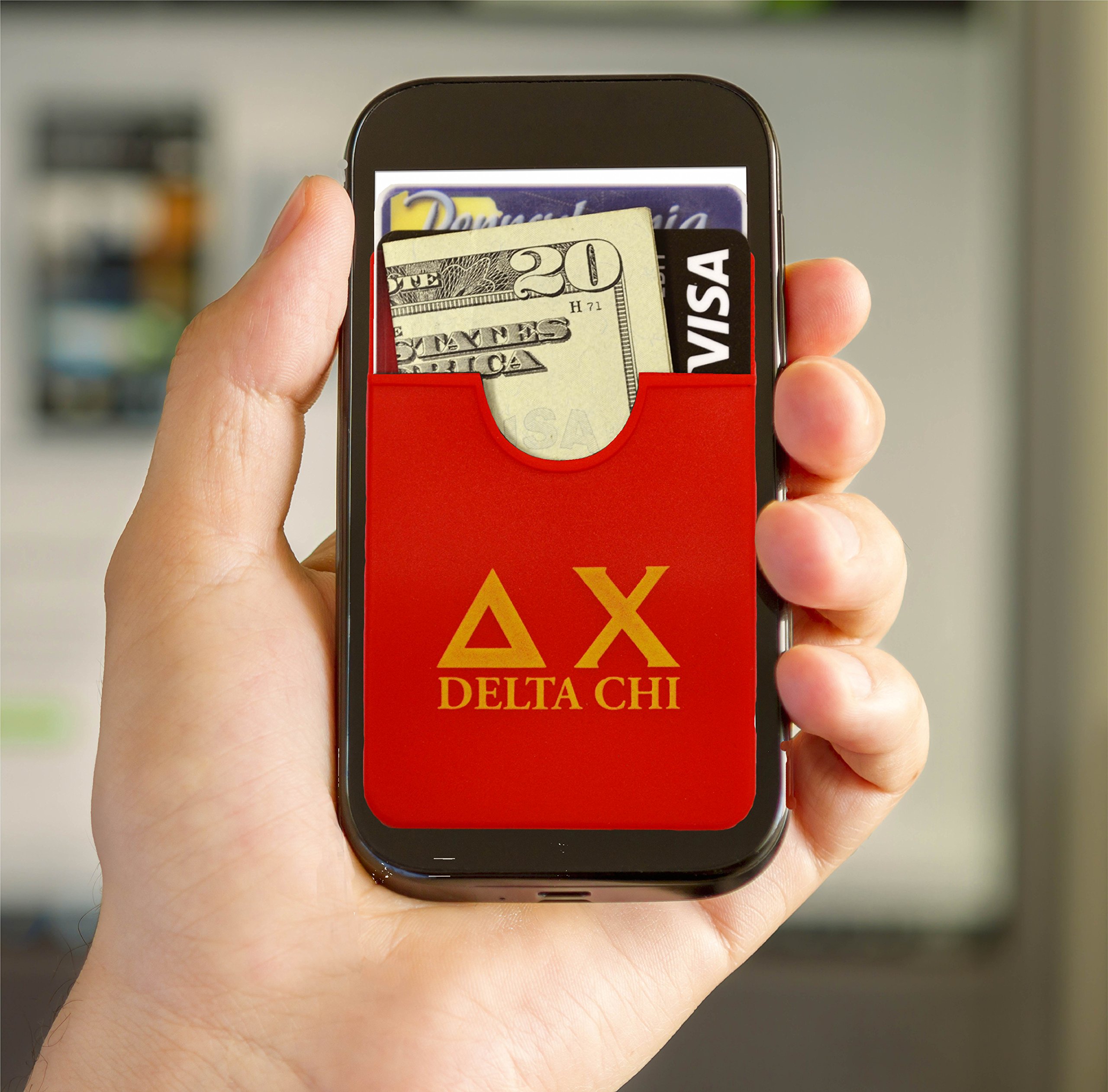 Delta Chi Koala Pouch - Adhesive Cell Phone Wallet for iPhone & Samsung - Slim RFID Blocking Sticky Wallet for Credit Cards, ID & Cash - Perfect for Travel, Gym & Everyday Use