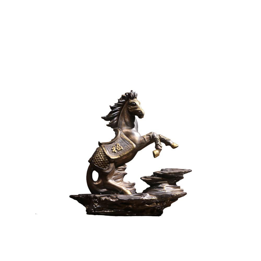 Golden Horse Statue - Feng Shui Zodiac Animal Figurine for Home & Garden Decor | Perfect for Living Room, Office Desk, or Outdoor Patio Display
