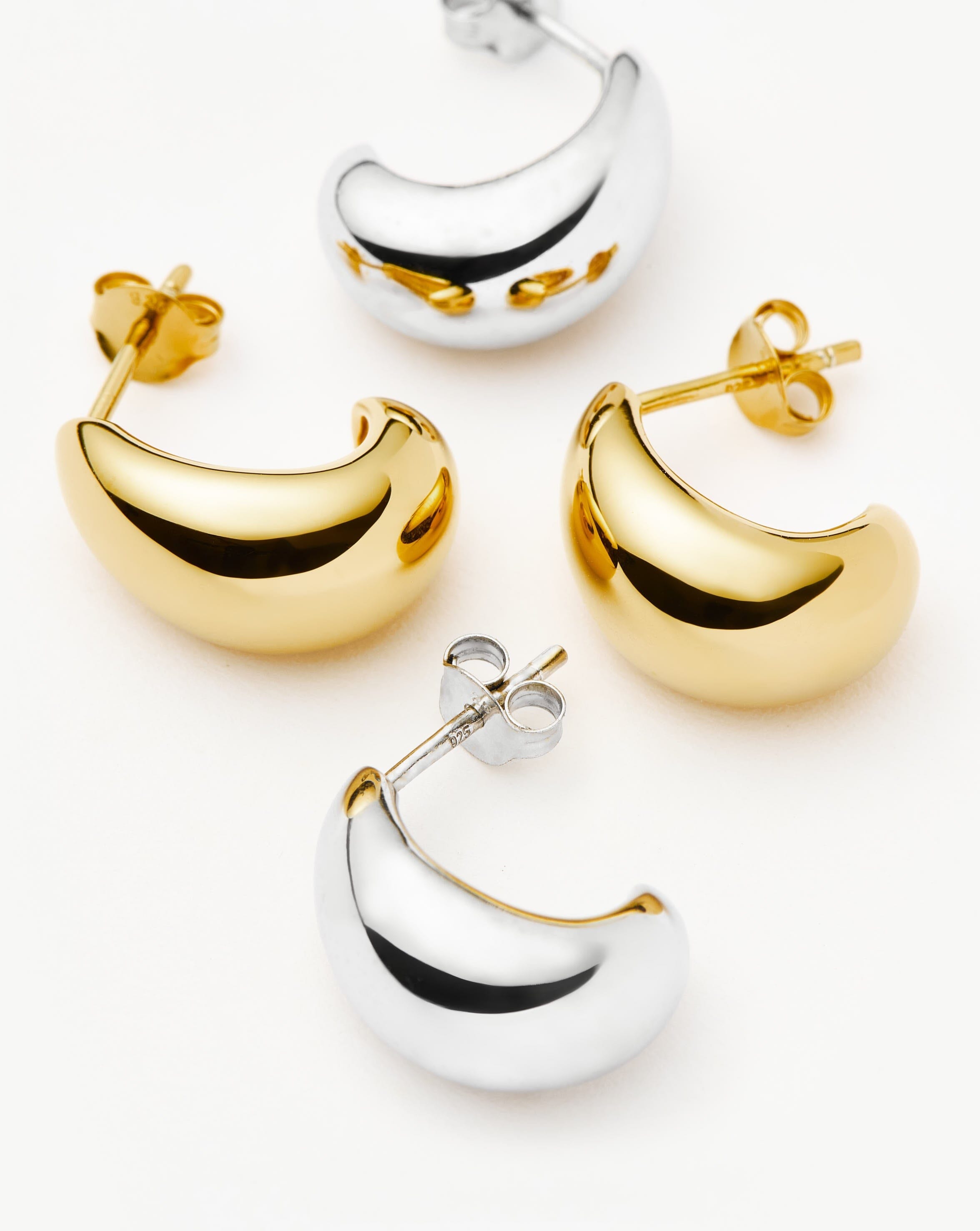 Savi Dome Mini Hoop Earring Set - Mixed Metal Jewelry for Women | Everyday Wear, Gift Giving & Special Occasions