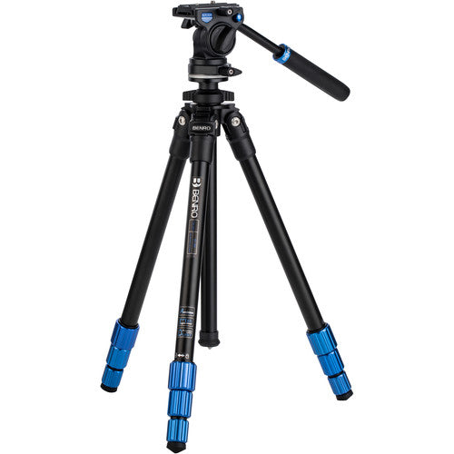 Benro SLIM Aluminum Video Tripod Kit - Lightweight & Portable Tripod for DSLR, Camcorder, Mirrorless Cameras - Perfect for Travel, Vlogging, and Outdoor Photography