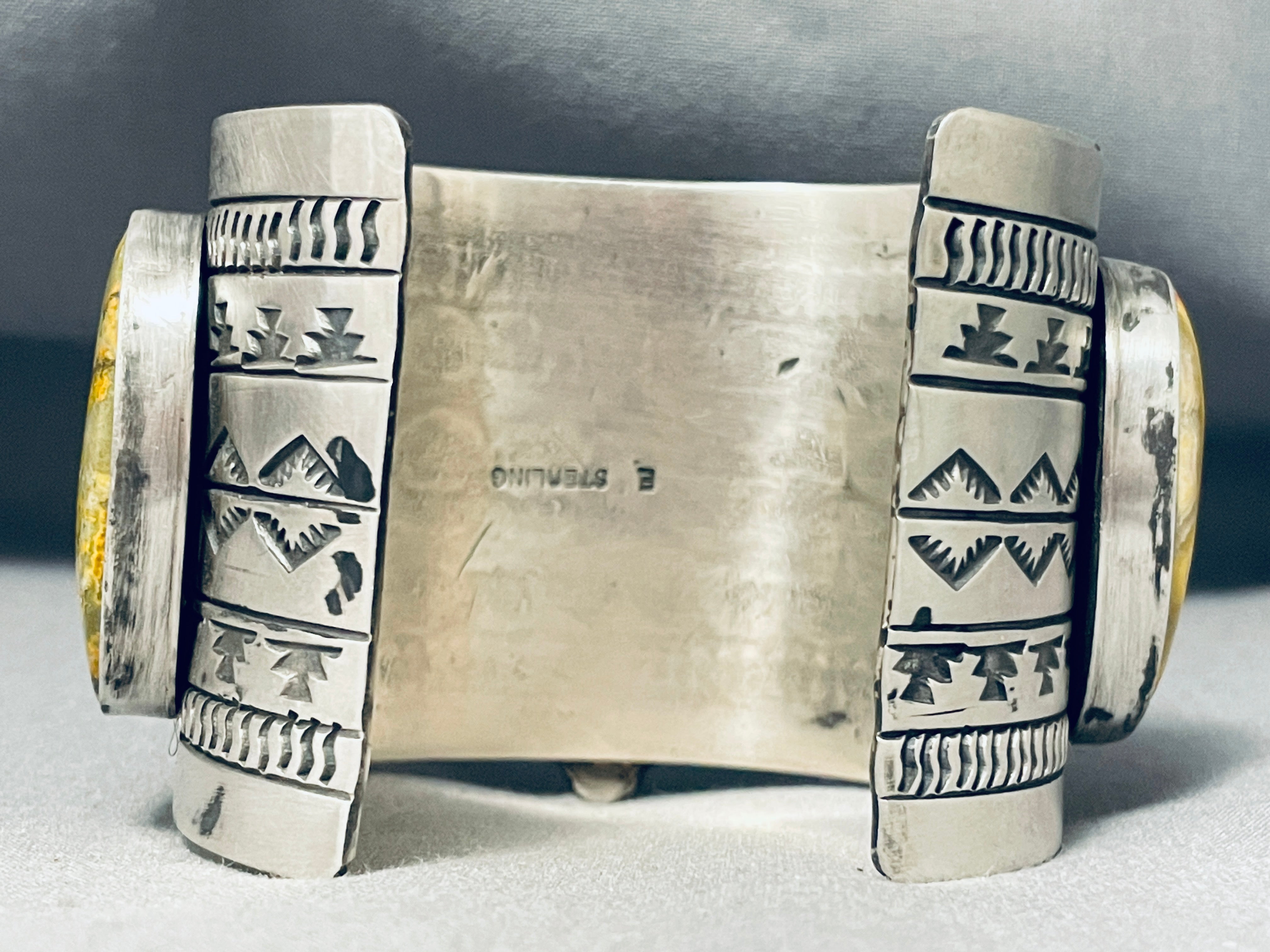 202 Grams Native American Bison Yellow Jasper Sterling Silver Bracelet - Handmade Spiritual Jewelry for Women, Men - Perfect for Meditation, Healing & Boho Fashion