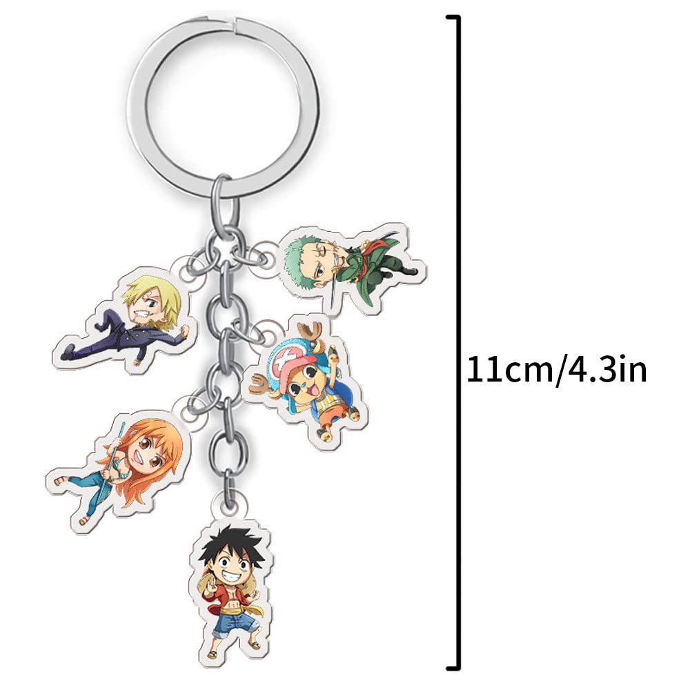 ZKTSRY One Piece Anime Keychain Set - Roronoa Zoro & Luffy Double-Sided Acrylic Figure Keychains for Backpacks, Bags & Cosplay Accessories