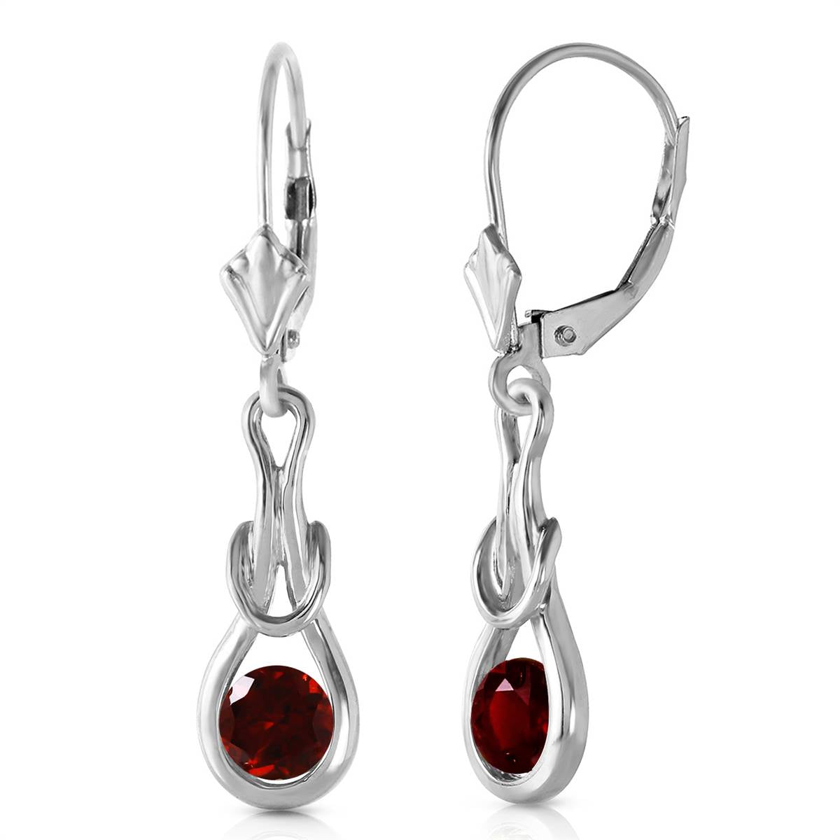 1.3 Carat 14K Solid White Gold Garnet Stud Earrings for Women - Elegant Birthstone Jewelry Gift for Anniversary, Valentine's Day & Special Occasions