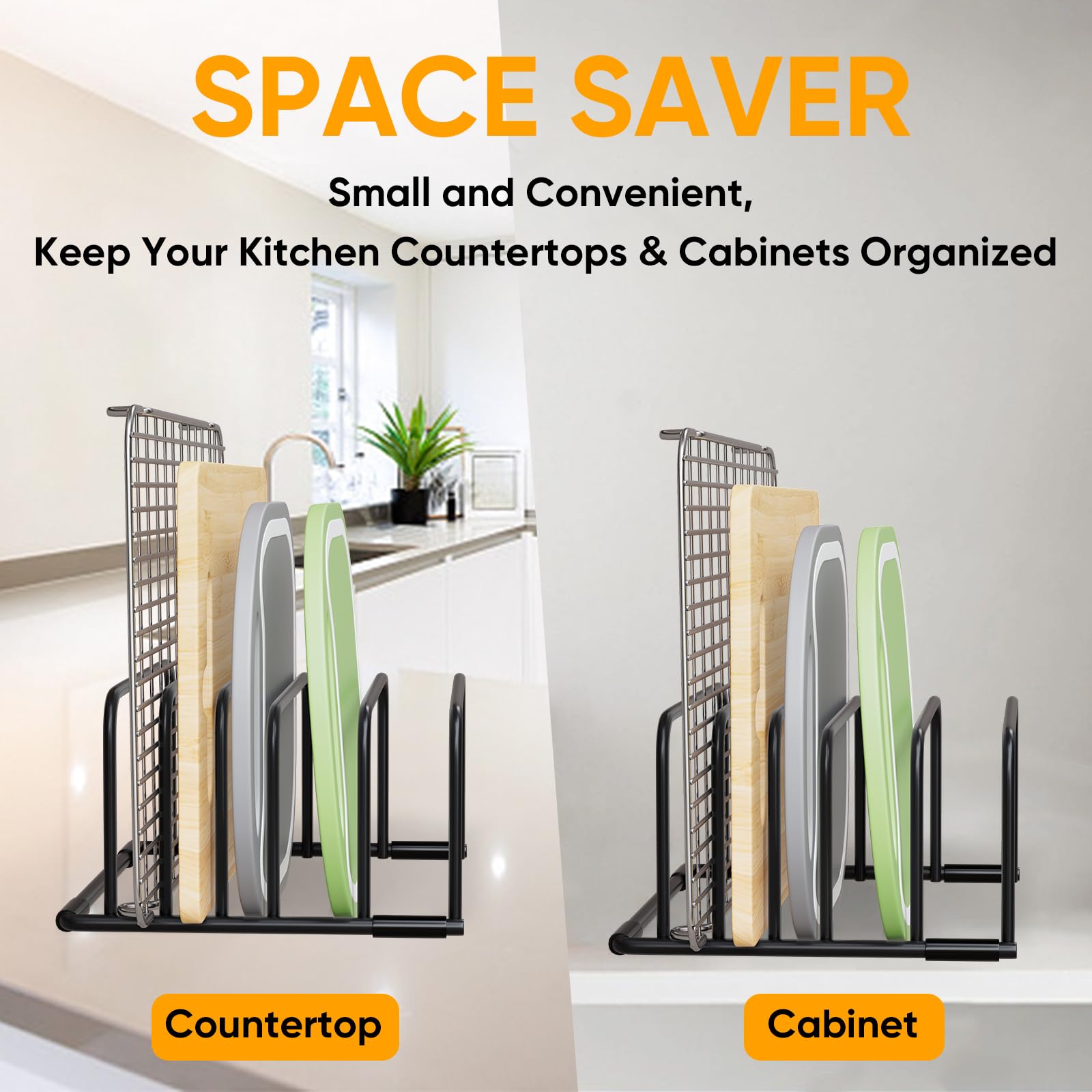 Stainless Steel Cutting Board Organizer Rack - Space Saving Kitchen Storage for Cutting Boards, Baking Sheets, Trays and Bakeware - Perfect for Cabinet & Countertop Organization - Ideal for Home Chefs and Organized Kitchens