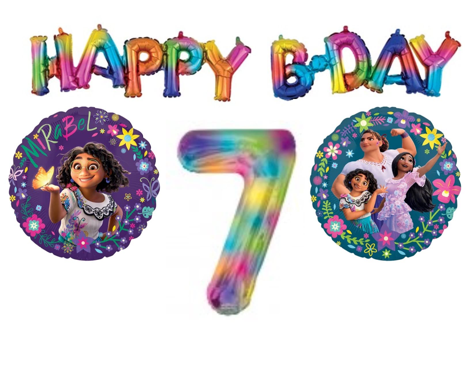 Encanto 7th Birthday Party Decorations - Rainbow Balloons Set for Kids Movie Themed Celebration - Perfect for Birthday Parties, Baby Showers & Disney Themed Events