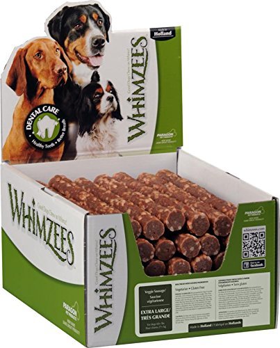 PARAGON PET PRODUCTS USA 330041 Whimzees Veggie Sausage Dental Dog Treats - Natural Teeth Cleaning Chews for Large Dogs, XL Size (30-Pack) - Perfect for Daily Oral Care & Playtime