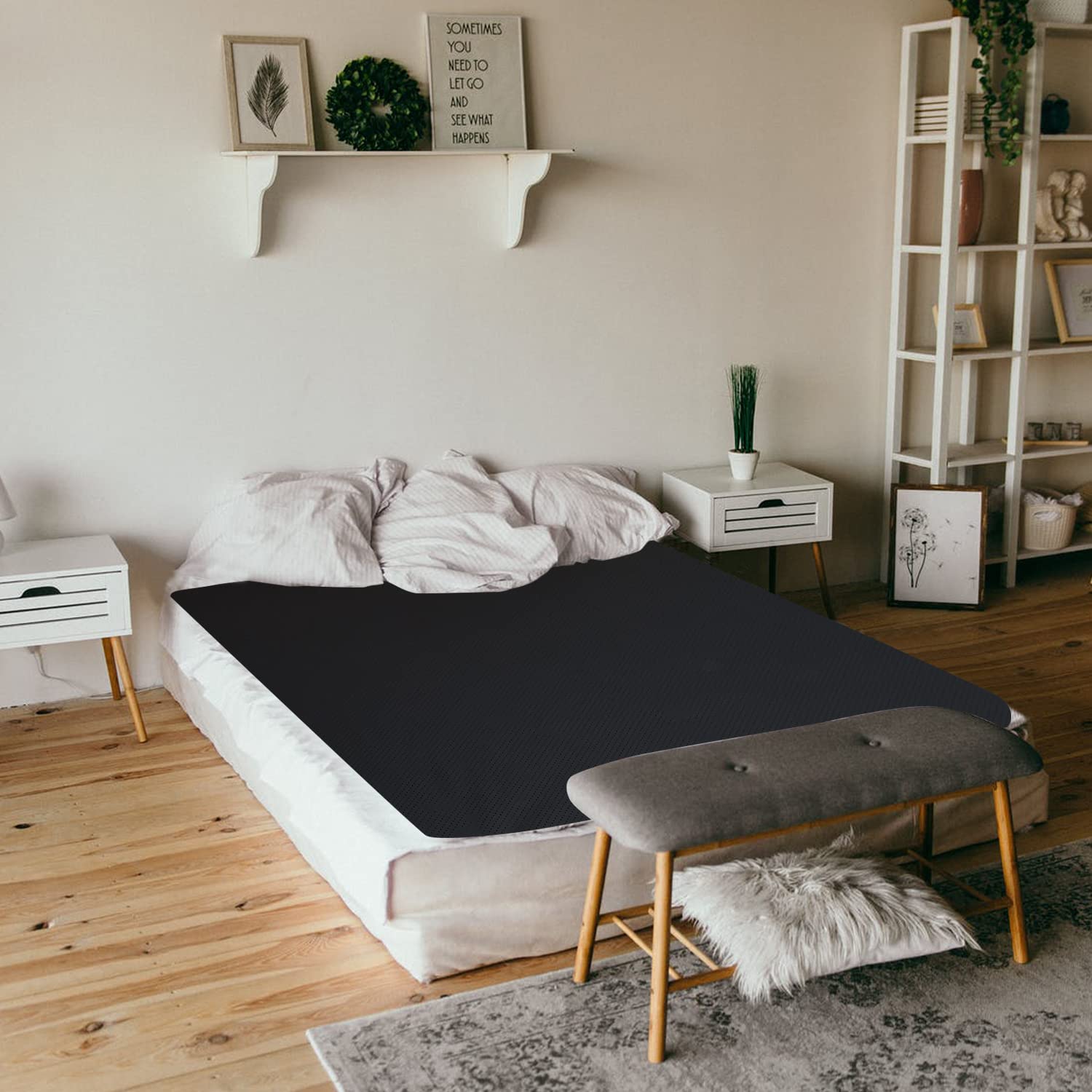 Premium Grounding Mat for Sleeping - 100% Conductive Carbon Leatherette Earthing Sheet with Perforated Design | Grounding Therapy Mat for Better Sleep & Stress Relief | Ideal for Home, Office & Travel Use