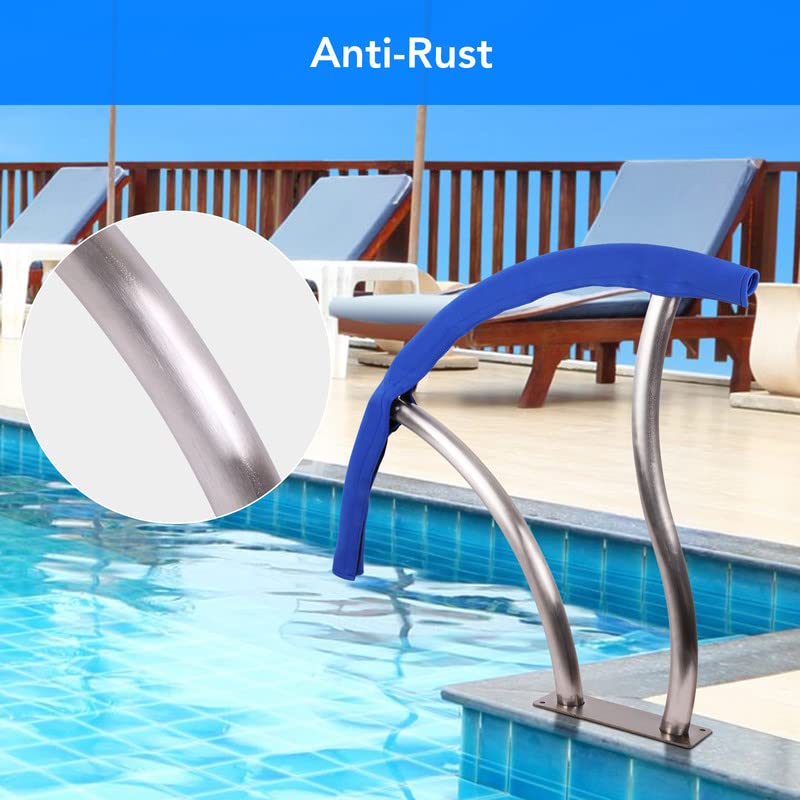GARVEE 2-Pack 30x30 Inch Stainless Steel Pool Handrail - 304 Rustproof Swimming Pool Stair Rail with Blue Grip Cover, 250LBS Weight Capacity - Perfect for Inground Pools, Spa Steps, and Water Therapy Safety