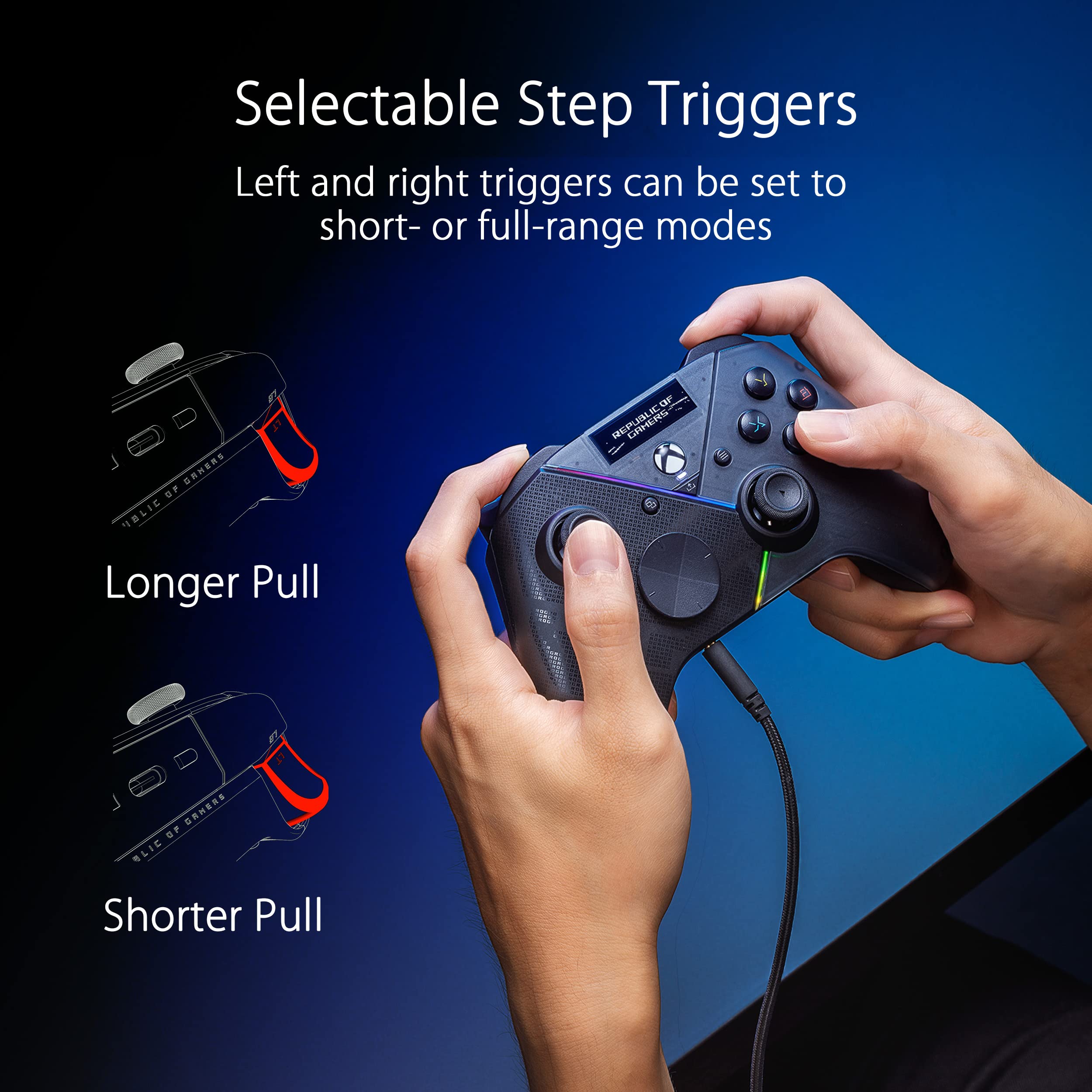 ASUS ROG Raikiri Pro Wireless Gaming Controller for PC - Tri-Mode Connectivity (USB-C Wired/2.4GHz/Bluetooth), Built-in OLED Display, 4 Rear Buttons, Customizable Triggers, ESS DAC - Perfect for Competitive Gaming, Streaming & Esports Tournaments