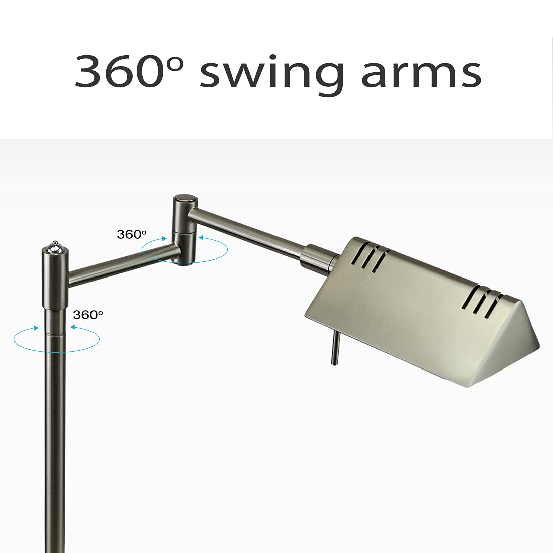 O'Bright LED Pharmacy Table Lamp - 12W Adjustable Desk Light with Full Range Dimming & 360° Swing Arms for Reading, Crafting & Office Work | ETL Certified Brushed Nickel Finish | Perfect for Home, Study & Workspace Lighting