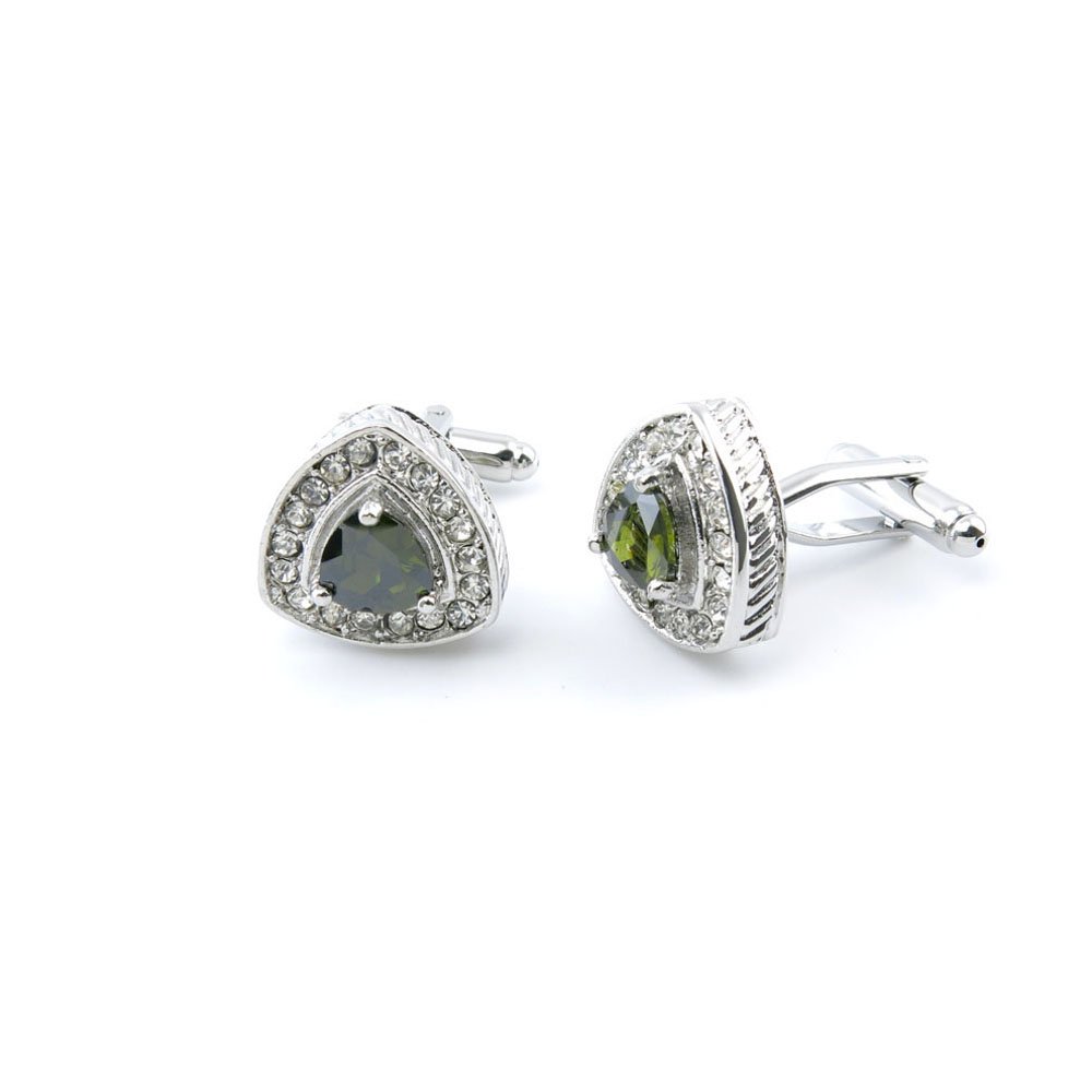 Men's & Boys' Elegant Dark Green Heart Cufflinks with Dark Stone - Perfect for Weddings, Parties & Formal Events - Stylish Gift for Him & Teen Boys