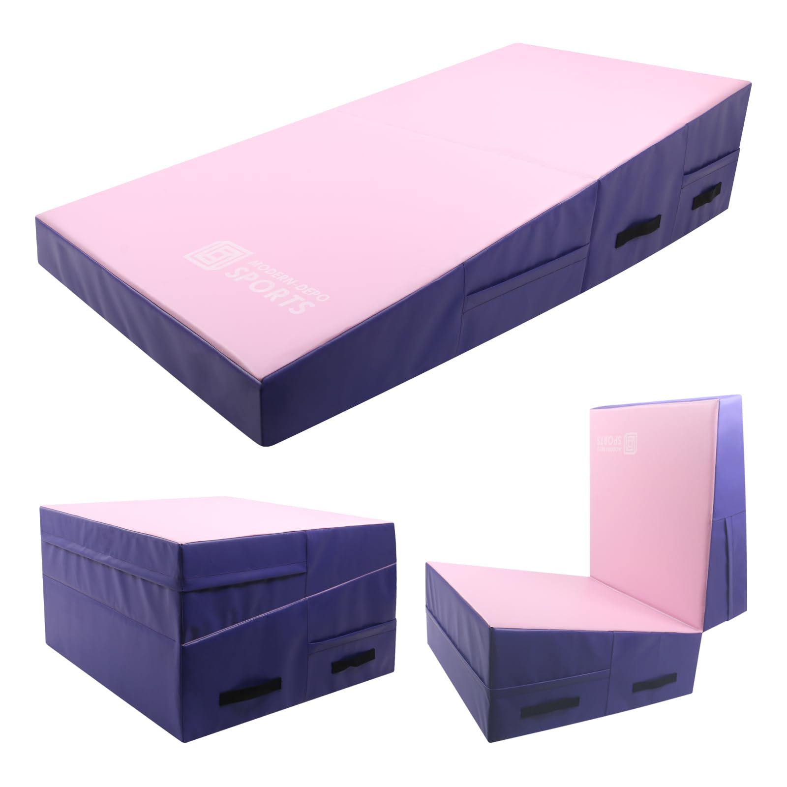 Folding Gymnastics Wedge Mats for Home Use - Waterproof PVC Cover & EPE Foam | Ideal for Exercise, Tumbling, Yoga, Pilates | Perfect for Home Gym, Kids Playroom & Fitness Training